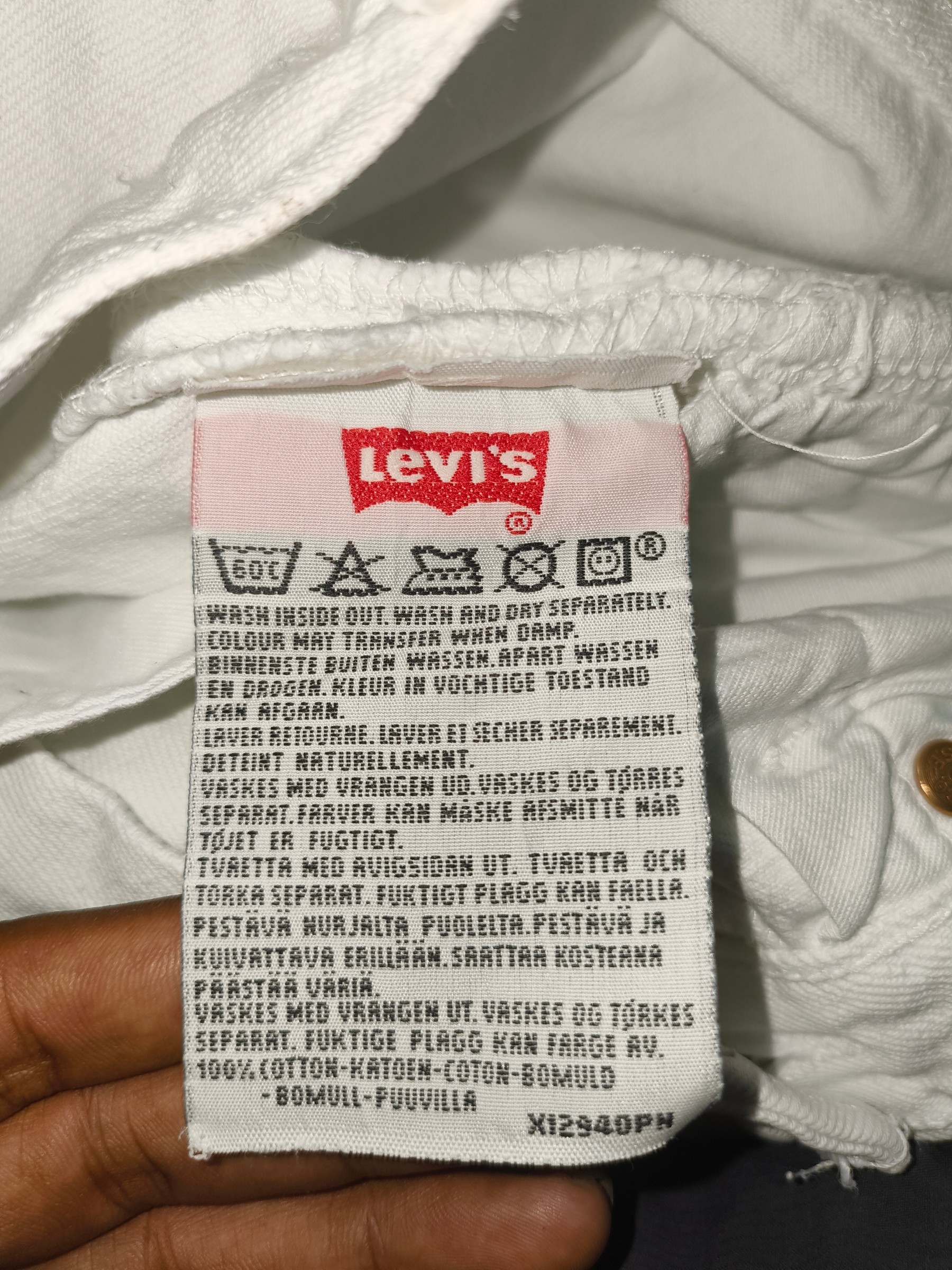Levi's '501 Original' Jeans (White) — pre-loved Bottoms on Slayyitt