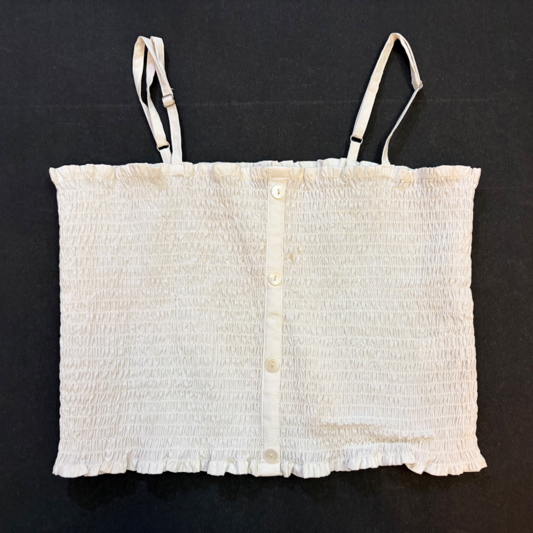 White Smocked Cami Crop Top — pre-loved Tops on Slayyitt