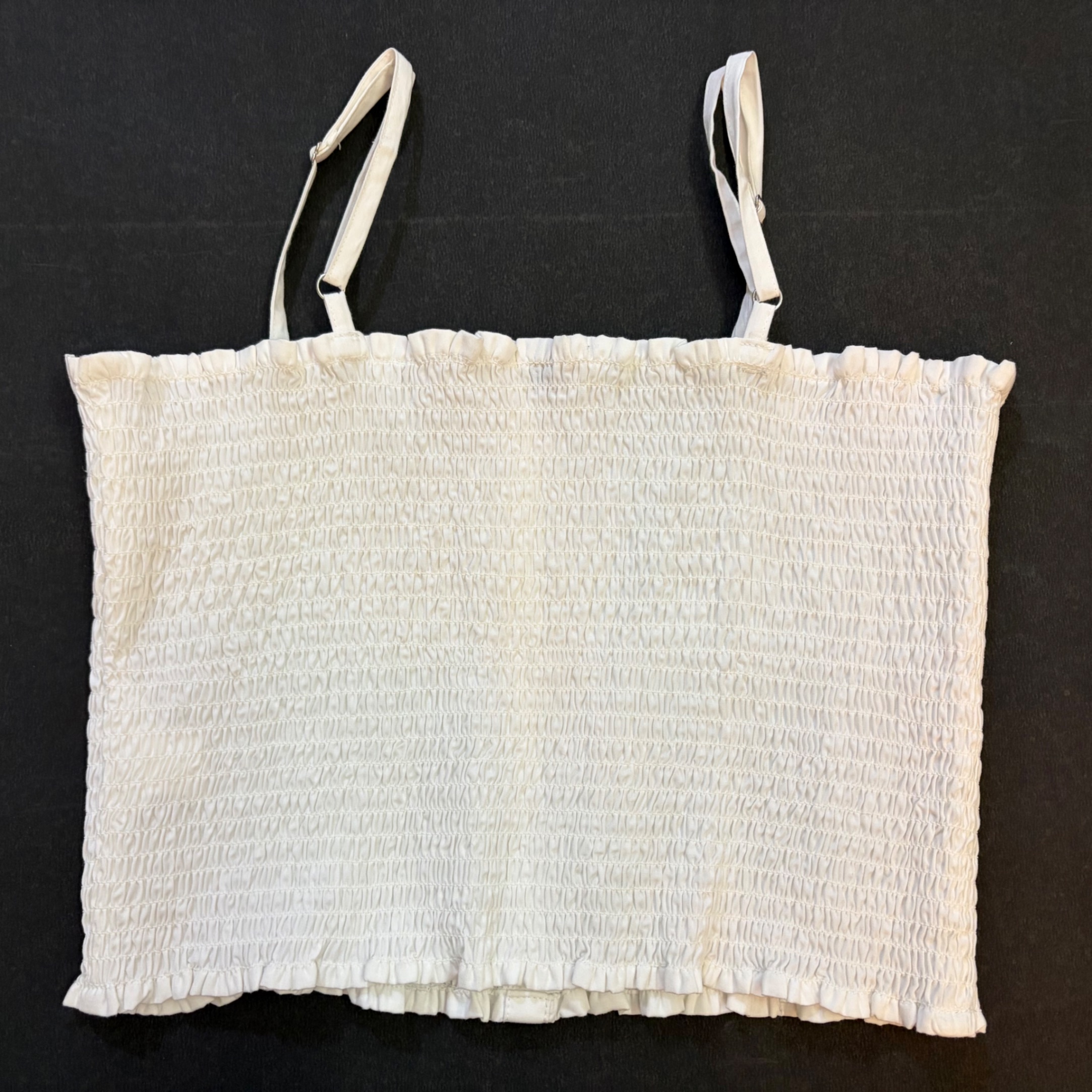 White Smocked Cami Crop Top — pre-loved Tops on Slayyitt