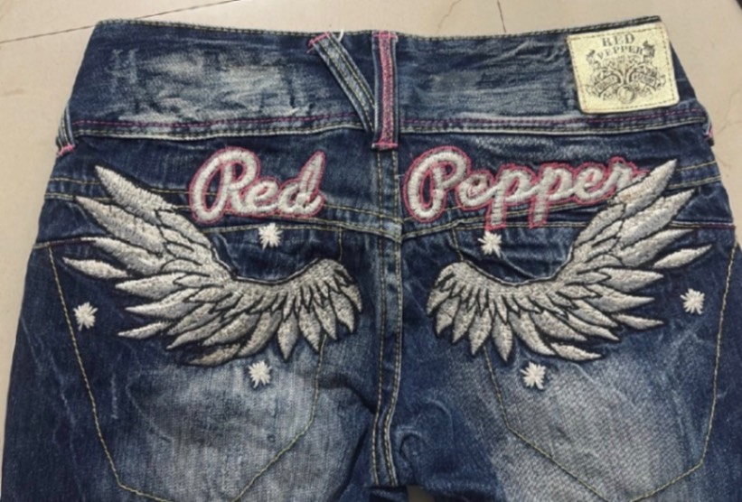 Vintage Red Pepper Japan Angel Wing Low-Rise Bootcut Jeans — pre-loved Bottoms on Slayyitt