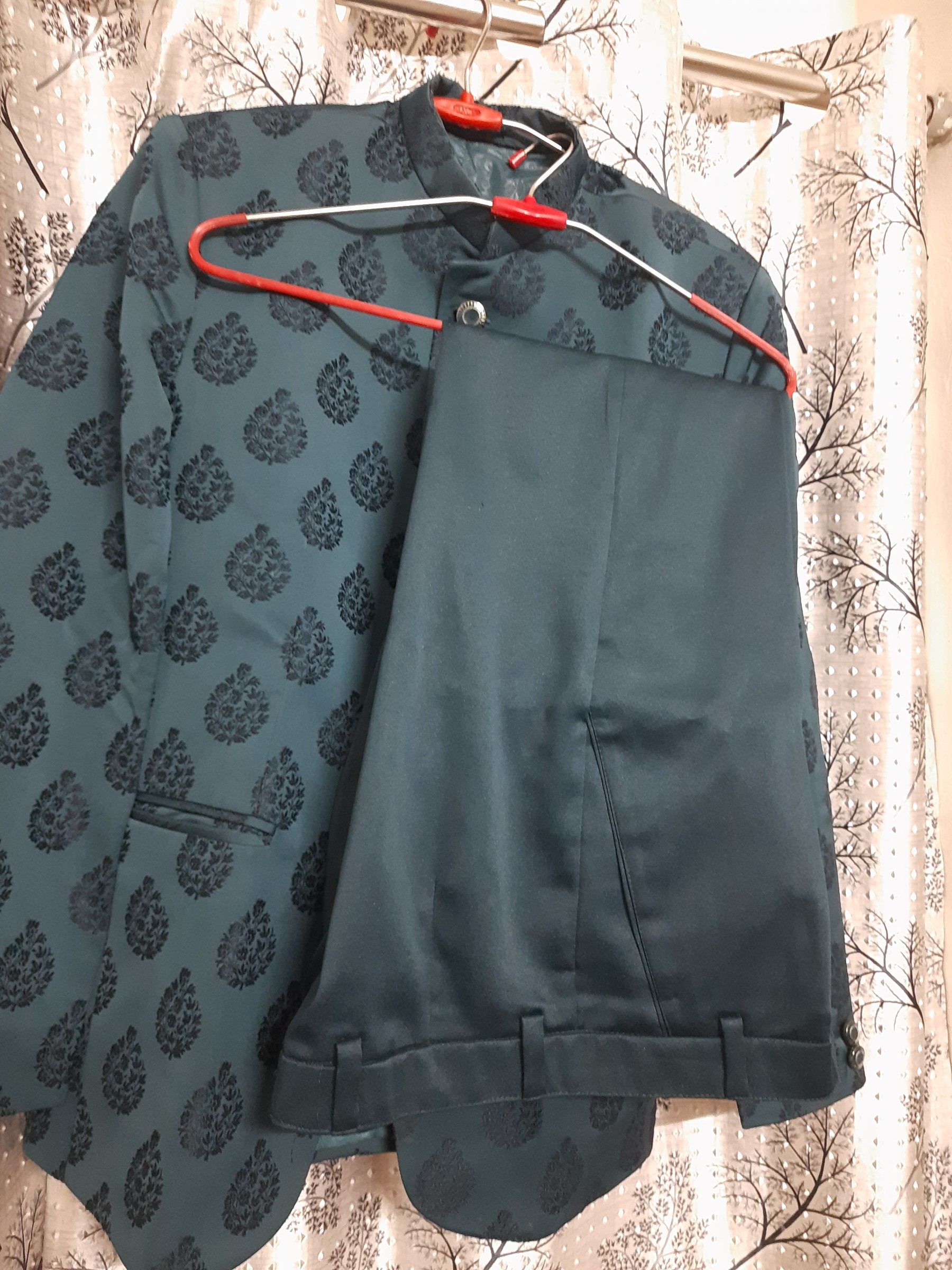 Elegant Teal Blue Indo-Western Suit for Men Size - S — pre-loved Ethnic Wear on Slayyitt