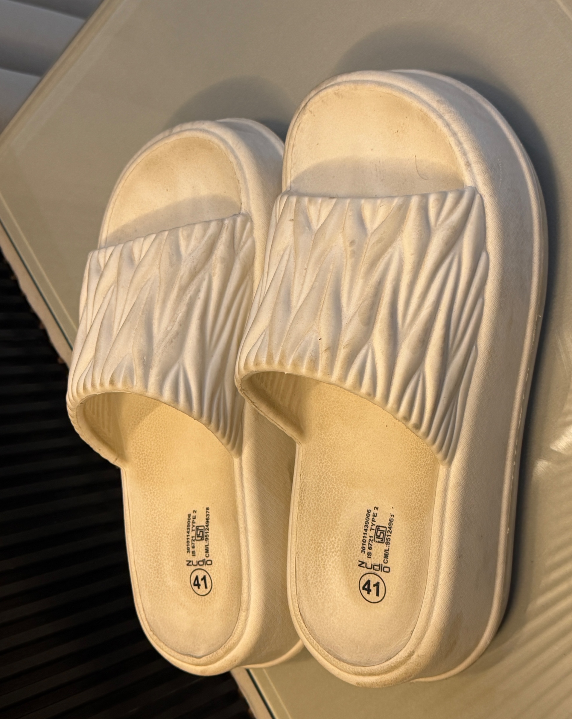 White platform slides — pre-loved Footwear on Slayyitt