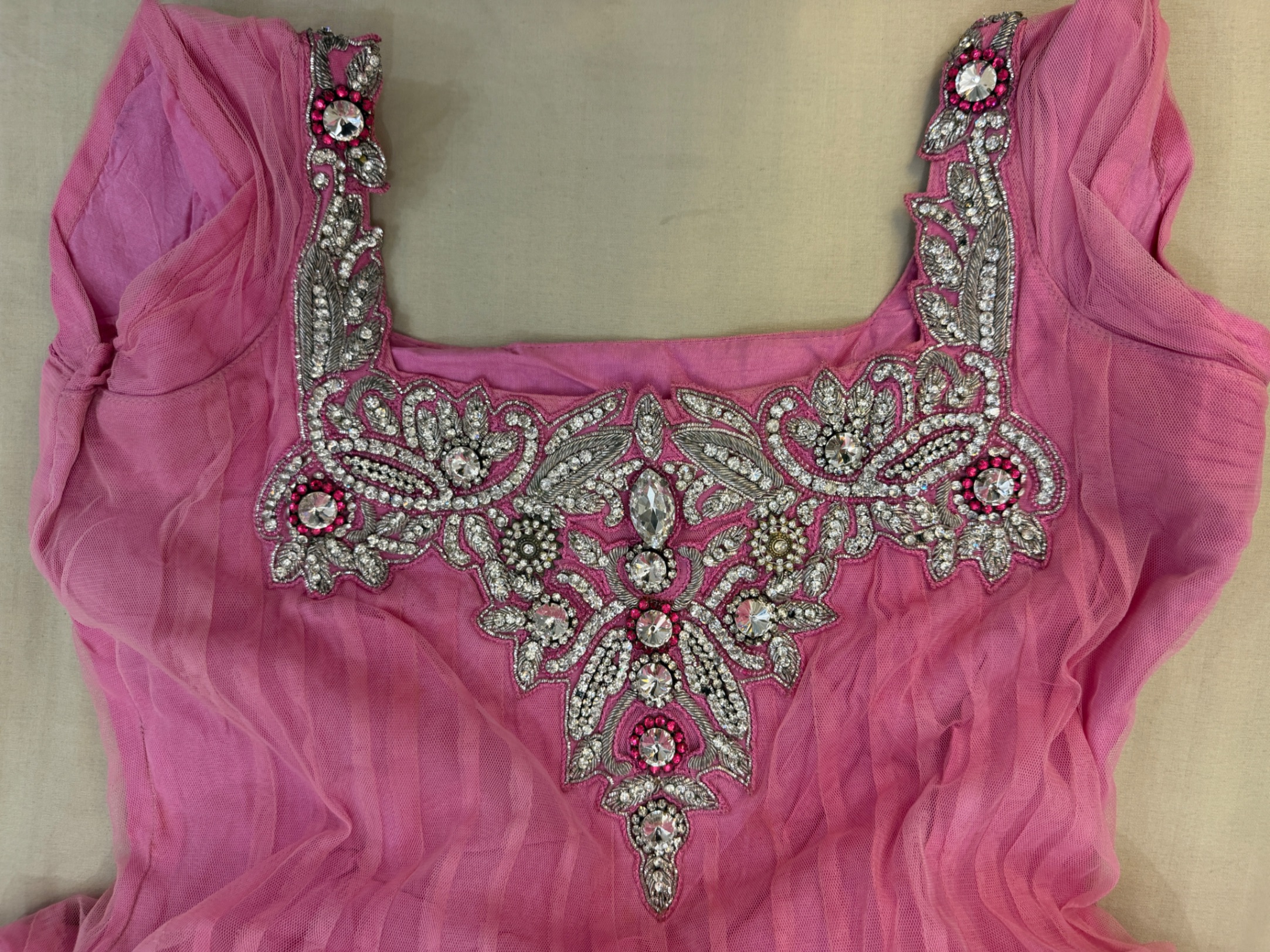 Pink Anarkali with salwar and dupatta — pre-loved Ethnic Wear on Slayyitt