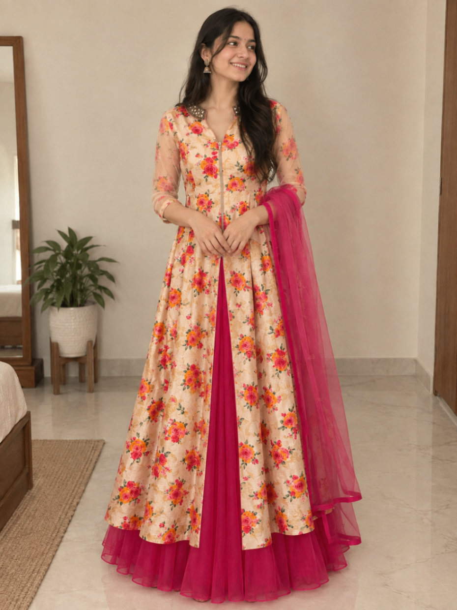 Stitched kurti skirt and dupatta — pre-loved Ethnic Wear on Slayyitt