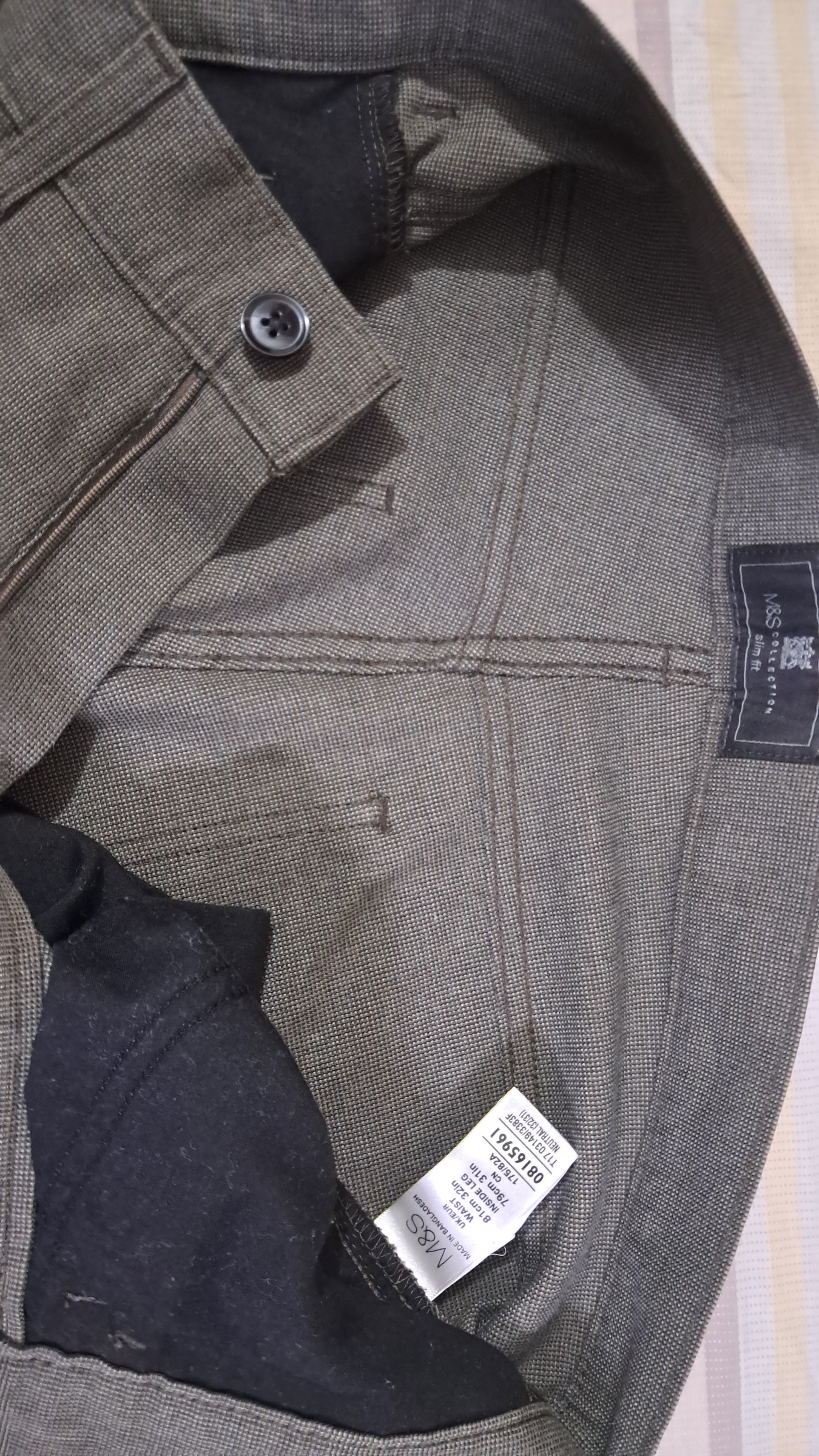 Marks and Spencer Brown micro checks trouser — pre-loved Bottoms on Slayyitt