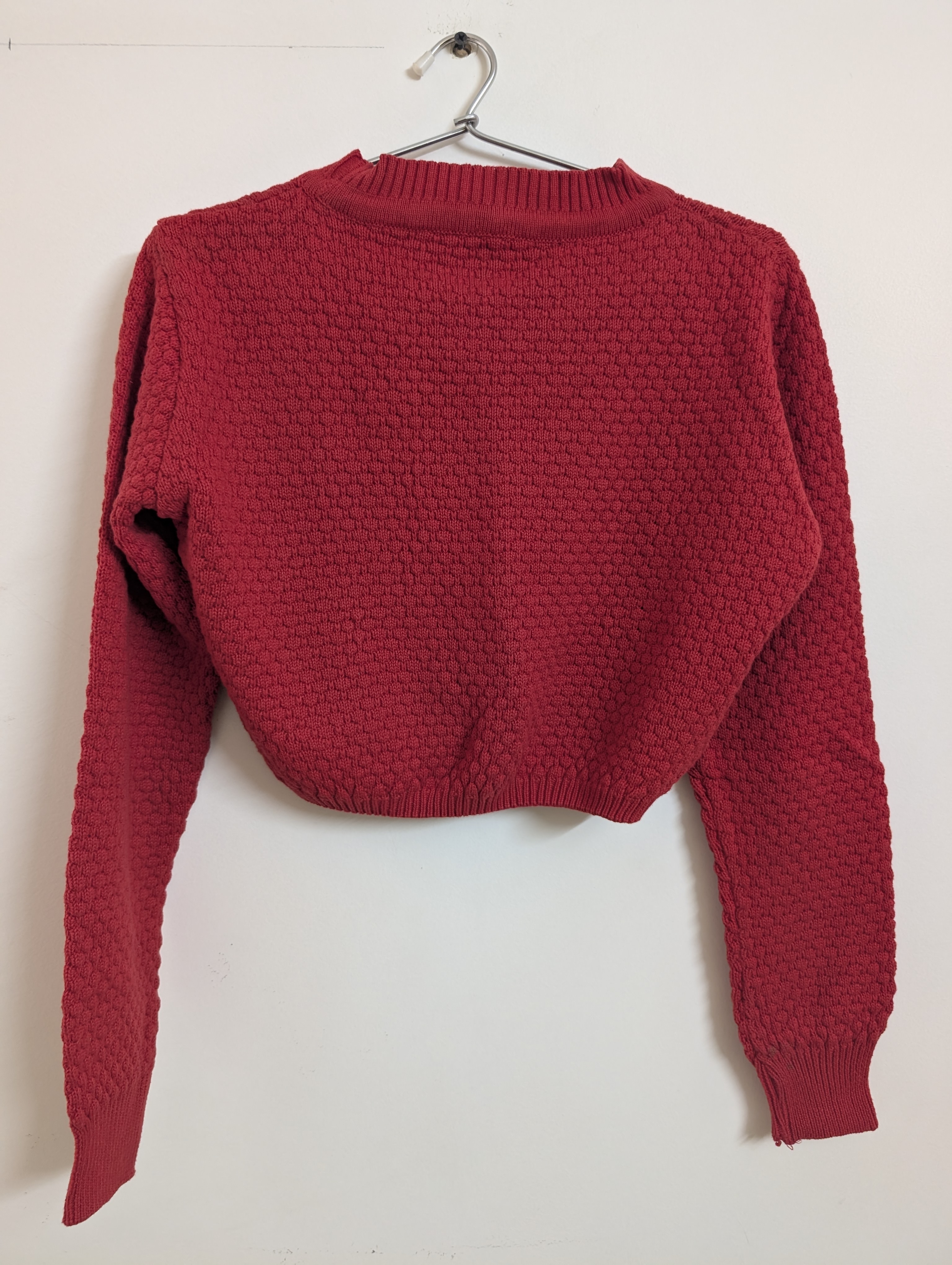 Red Textured Cropped Sweater — pre-loved Tops on Slayyitt