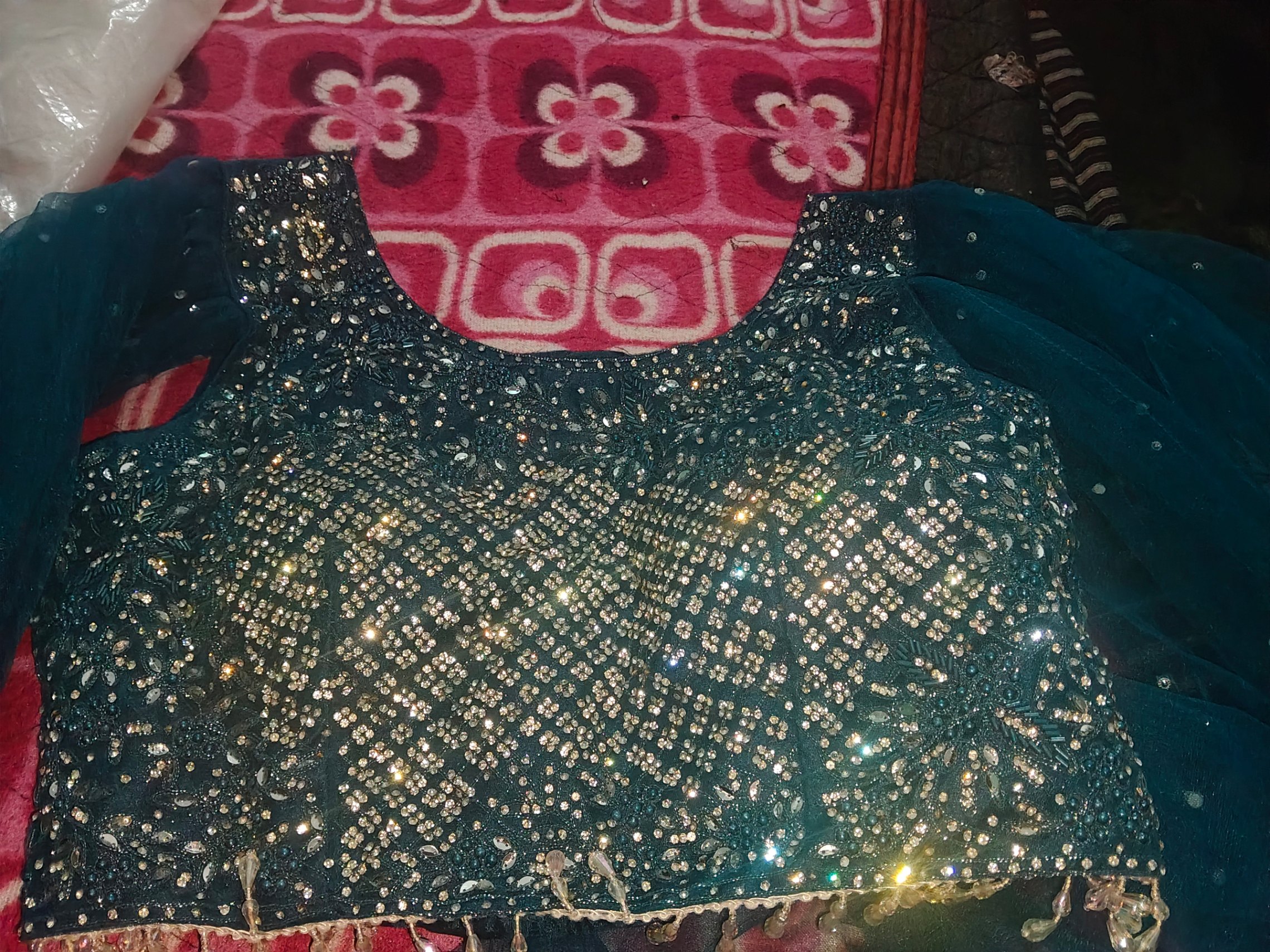 Women’s Teal Blue Embroidered Lehenga Choli Set — pre-loved Indian Festival & Wedding Wear on Slayyitt