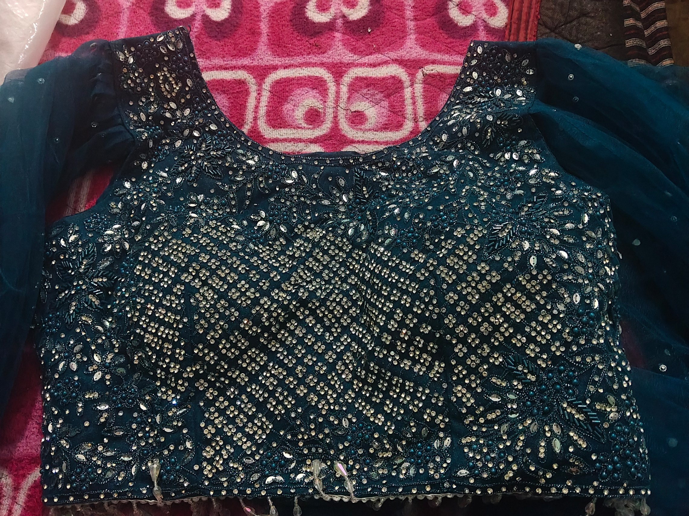Women’s Teal Blue Embroidered Lehenga Choli Set — pre-loved Indian Festival & Wedding Wear on Slayyitt