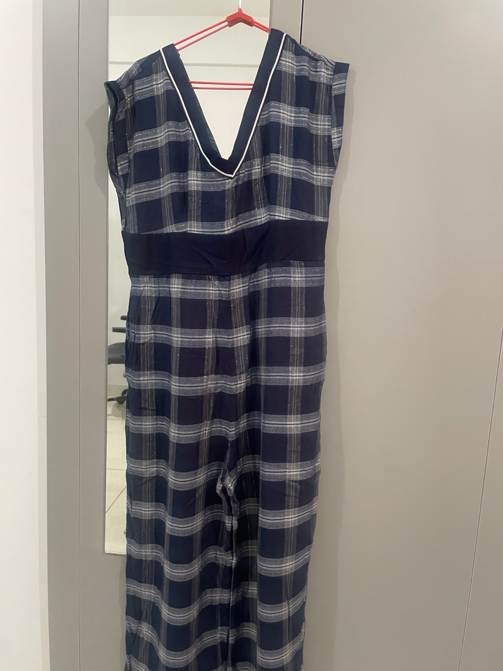 Navy blue plaid checks yarn dyed cotton jumpsuit — pre-loved Dresses & One-Pieces on Slayyitt