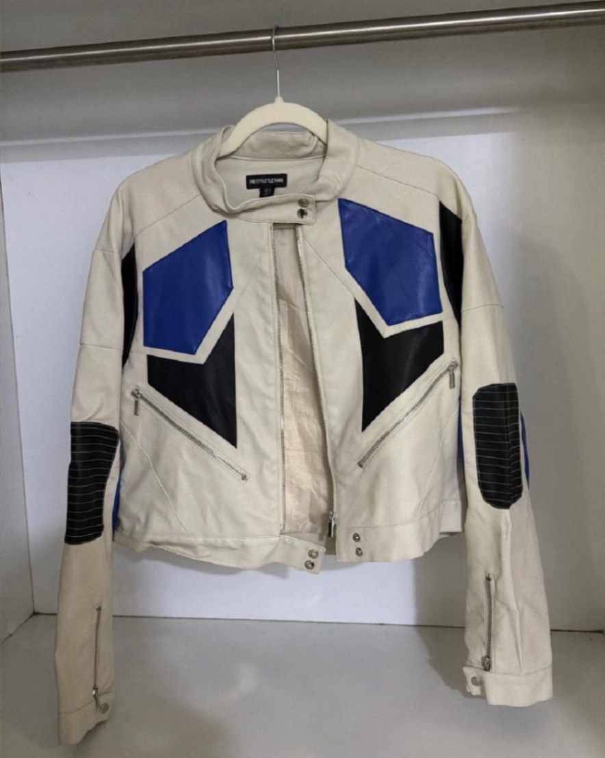 Colorblock faux leather jacket — pre-loved Outerwear on Slayyitt