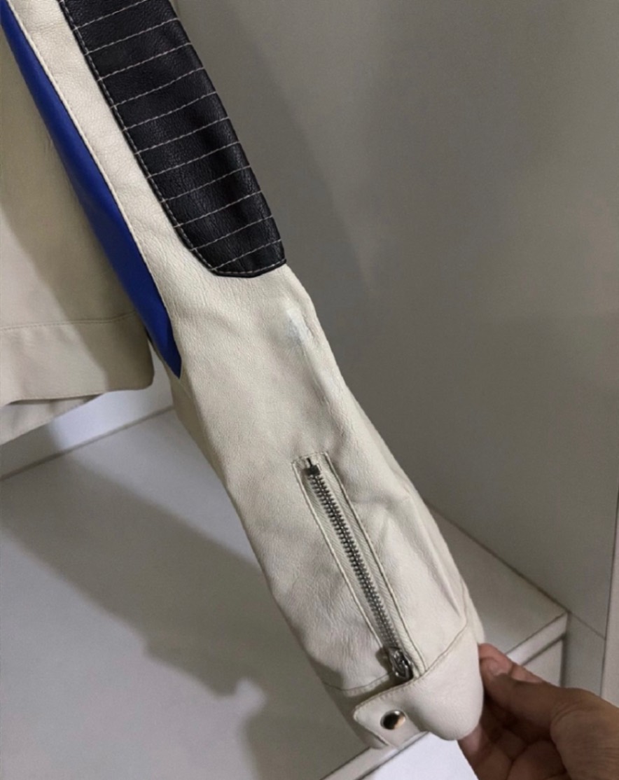 Colorblock faux leather jacket — pre-loved Outerwear on Slayyitt