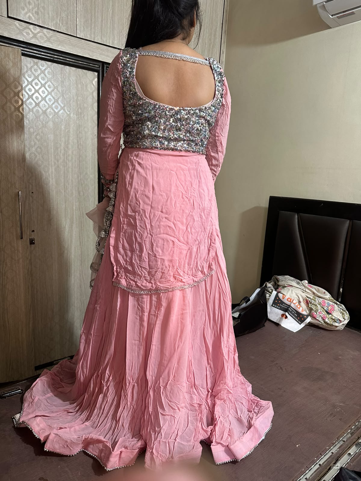 Soft Georgette pink stuff — pre-loved Ethnic Wear on Slayyitt
