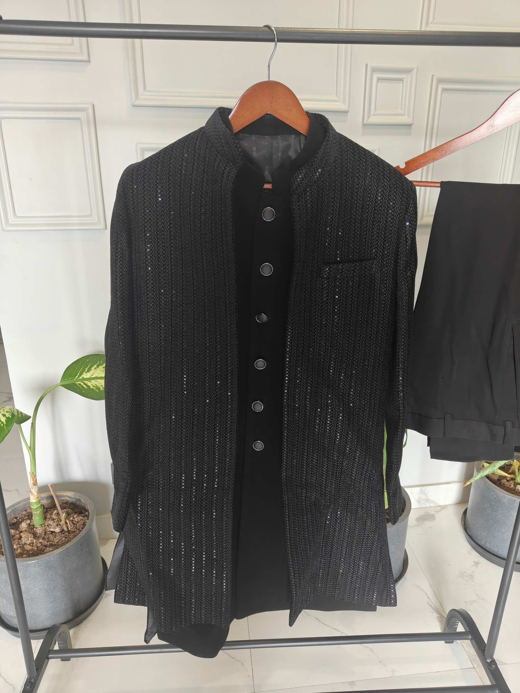 Black Designer Indo-Western – 3-Piece Set — pre-loved Indian Festival & Wedding Wear on Slayyitt