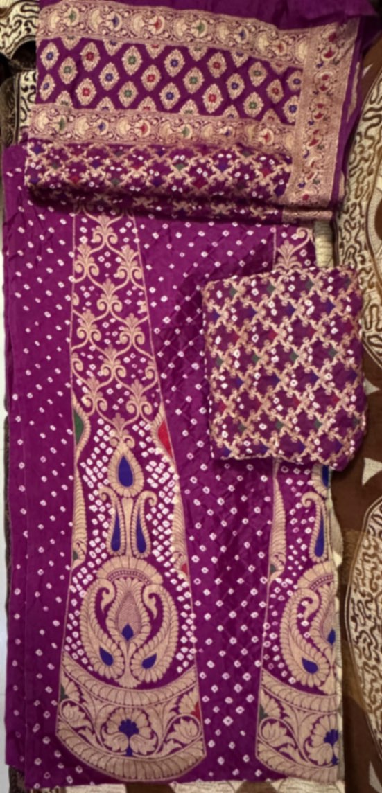 Unstitched Bandhani ChaniyaCholi — pre-loved Ethnic Wear on Slayyitt