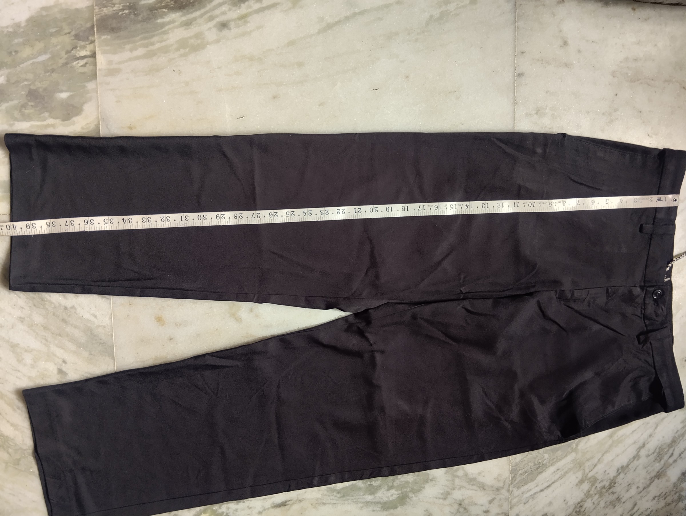 Black Straight-Leg Trousers with Adjustable Drawstring Waist — pre-loved Bottoms on Slayyitt