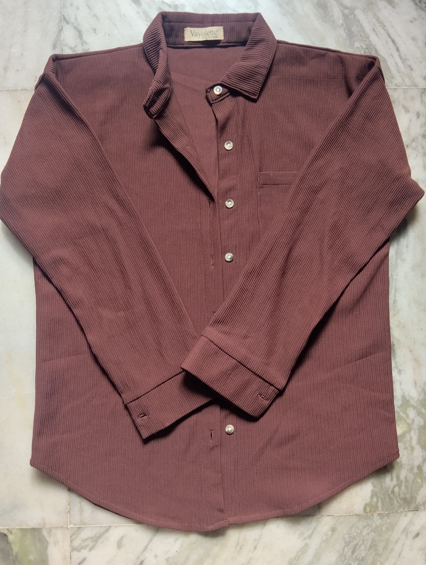 Women's Brown Corduroy Shirt | Relaxed Fit | Vayolette Collection — pre-loved Tops on Slayyitt