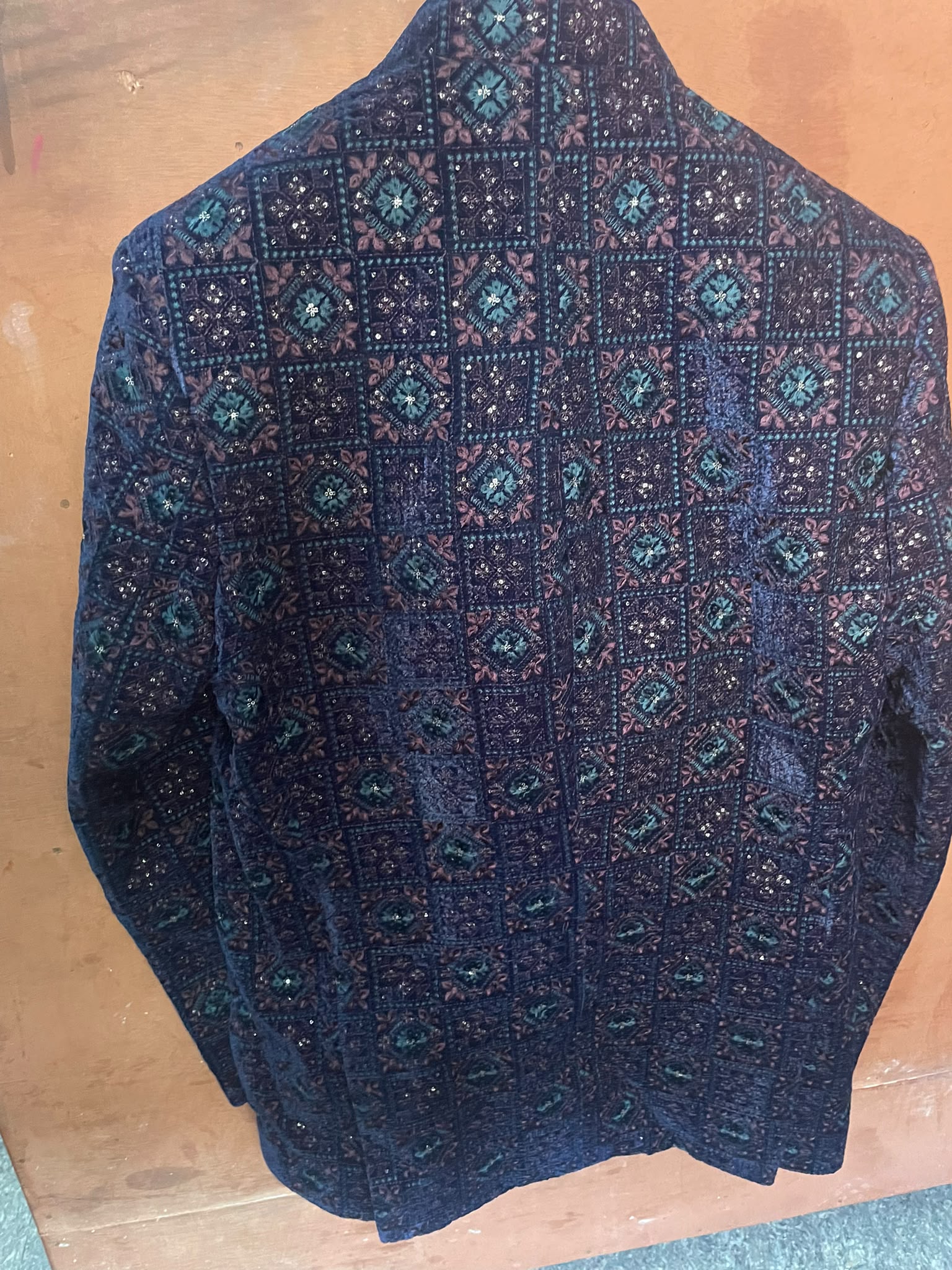 Manywar Navy Blue and Wine Velvet Jodhpuri Set — pre-loved Indian Festival & Wedding Wear on Slayyitt