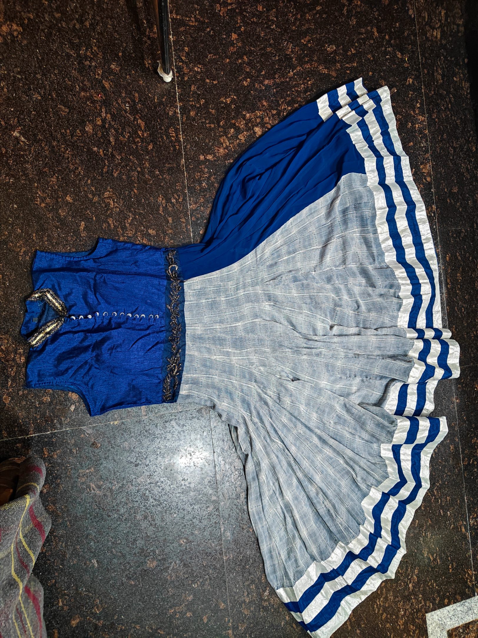 A blue two shade long gown — pre-loved Ethnic Wear on Slayyitt