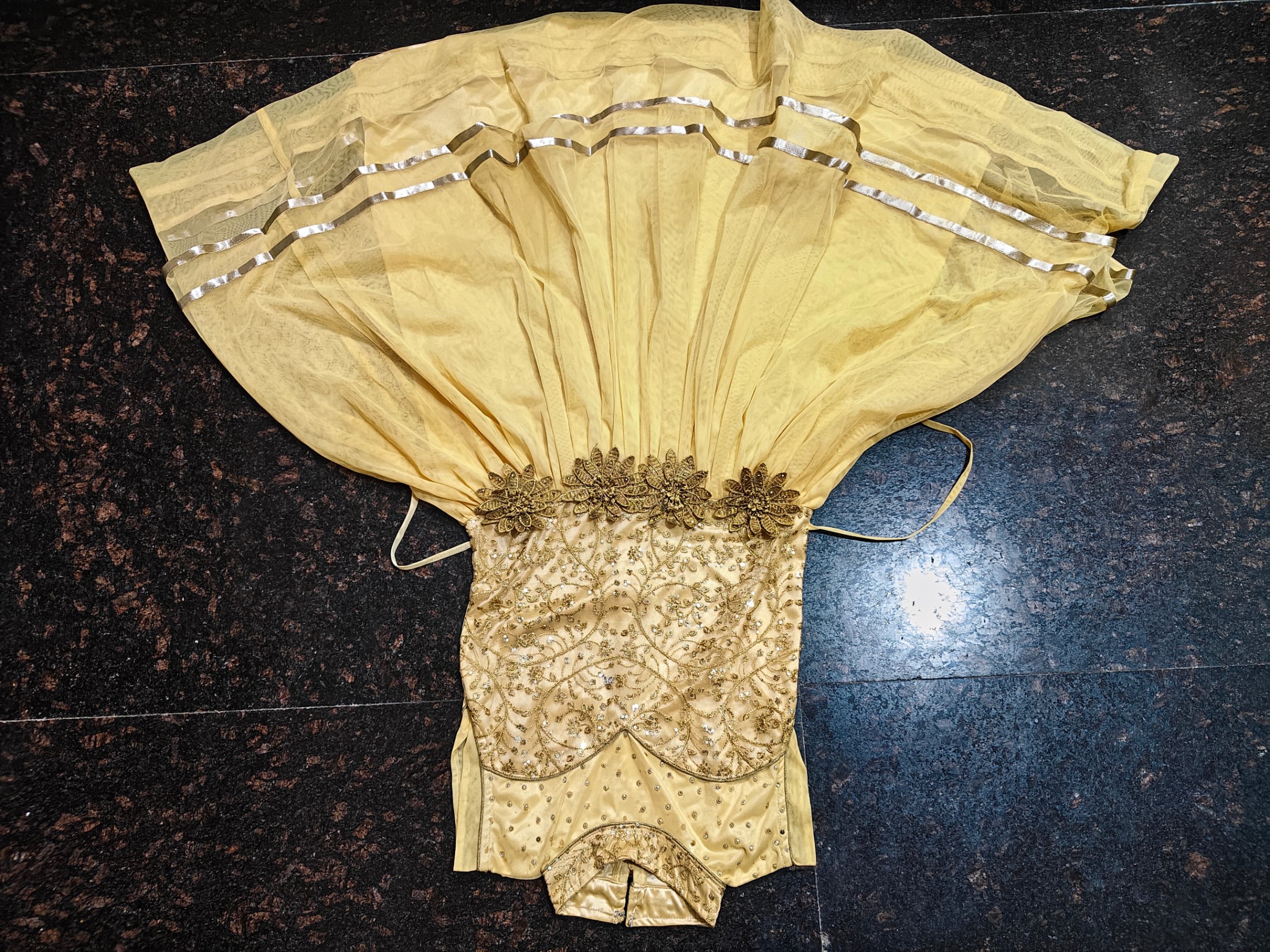 Golden functional frock — pre-loved Ethnic Wear on Slayyitt