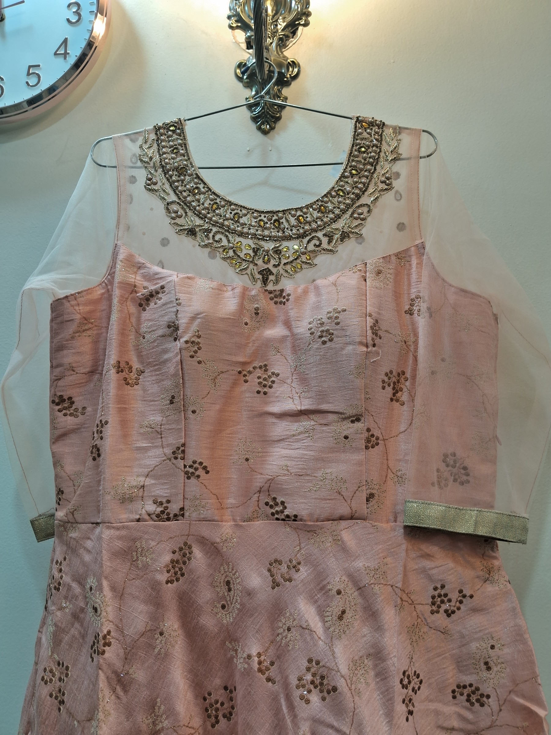Peach ethnic gown — pre-loved Indian Festival & Wedding Wear on Slayyitt