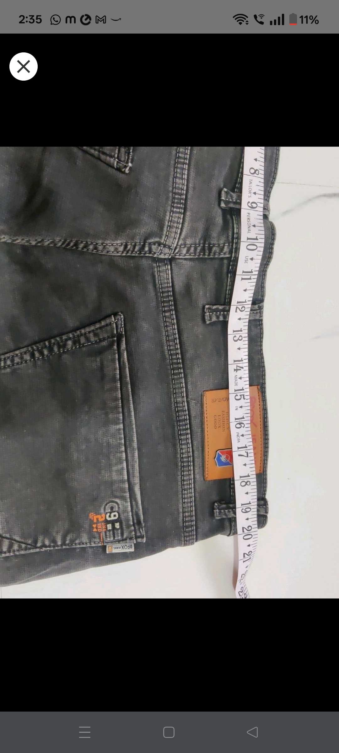 New only tag removed Rfox 42 size Men's Charcoal Wash Jeans — pre-loved Bottoms on Slayyitt