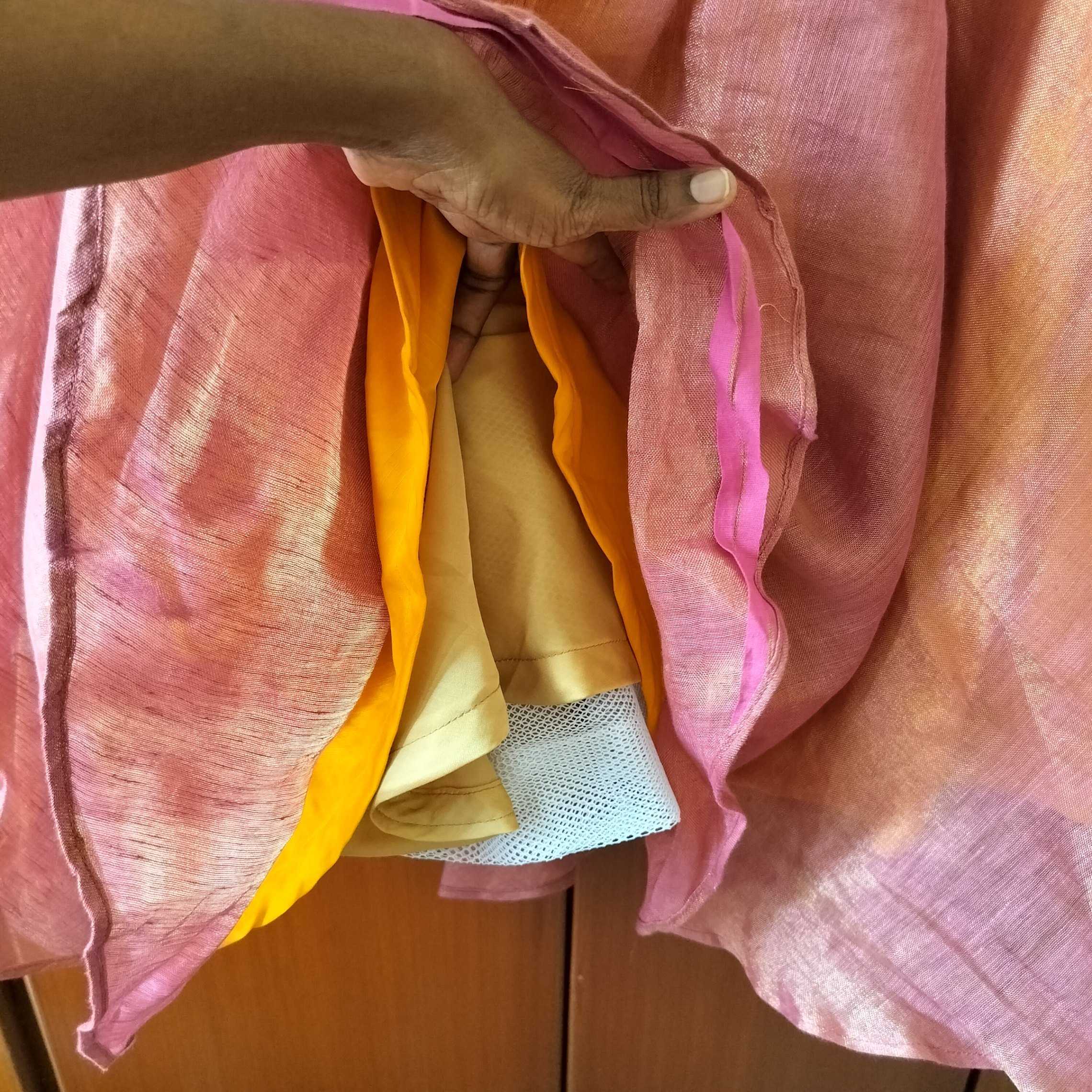 Baby pink  tissue skirt — pre-loved Indian Festival & Wedding Wear on Slayyitt