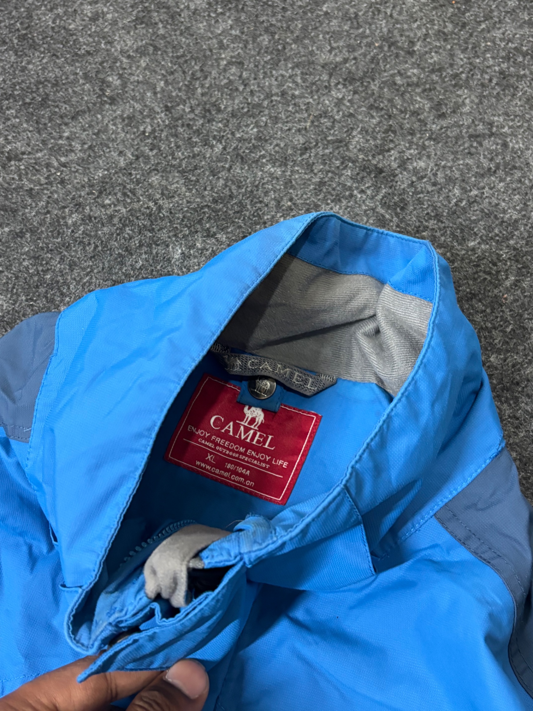 camel blue wind breaker — pre-loved Seasonal Categories on Slayyitt