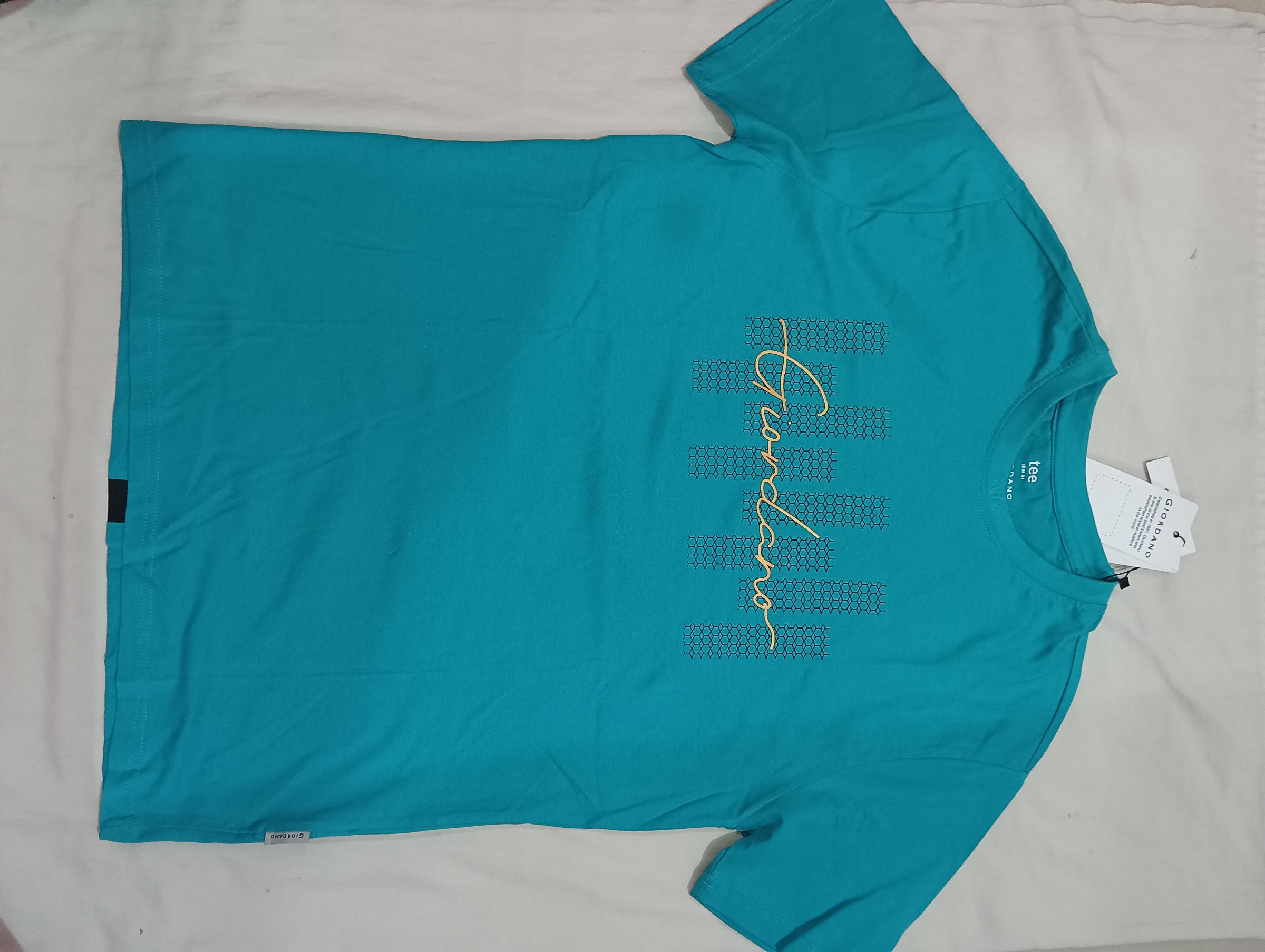 NWT Giordano Men's Teal Graphic Slim Fit T-Shirt - Size L — pre-loved Tops on Slayyitt
