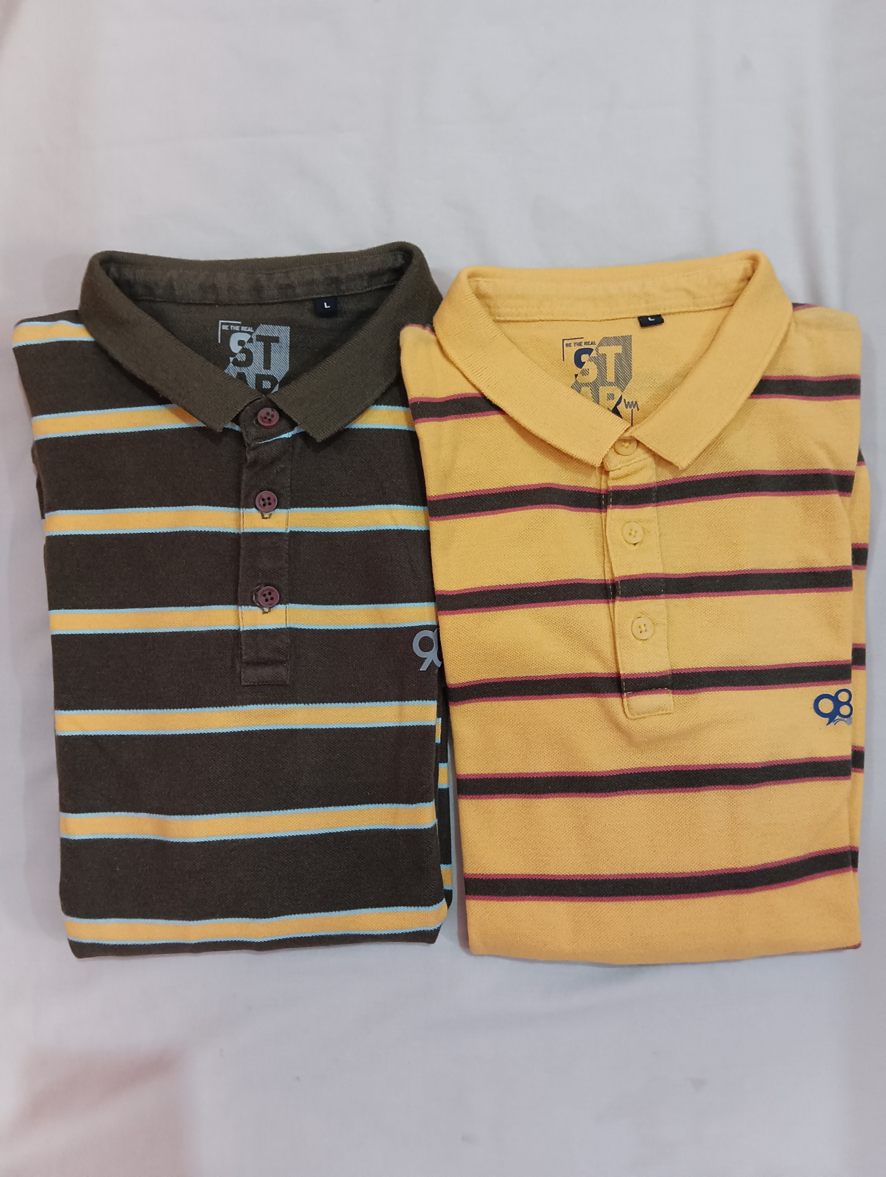 Men's Striped Casual Polo T-Shirts - Combo of 2 (New) — pre-loved Tops on Slayyitt