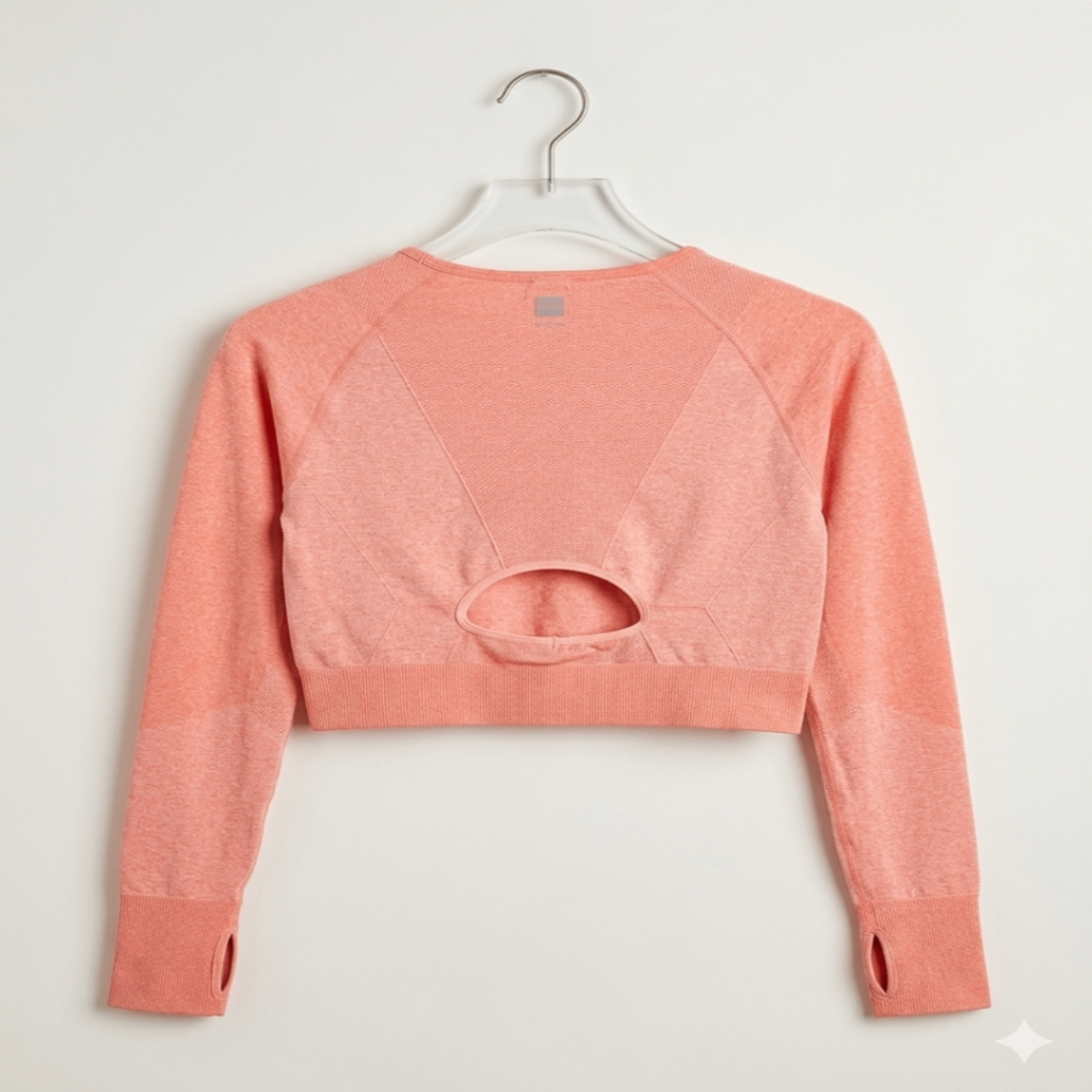 Women Gym T-shirt Crop Seamless- Peach — pre-loved Activewear / Sportswear on Slayyitt