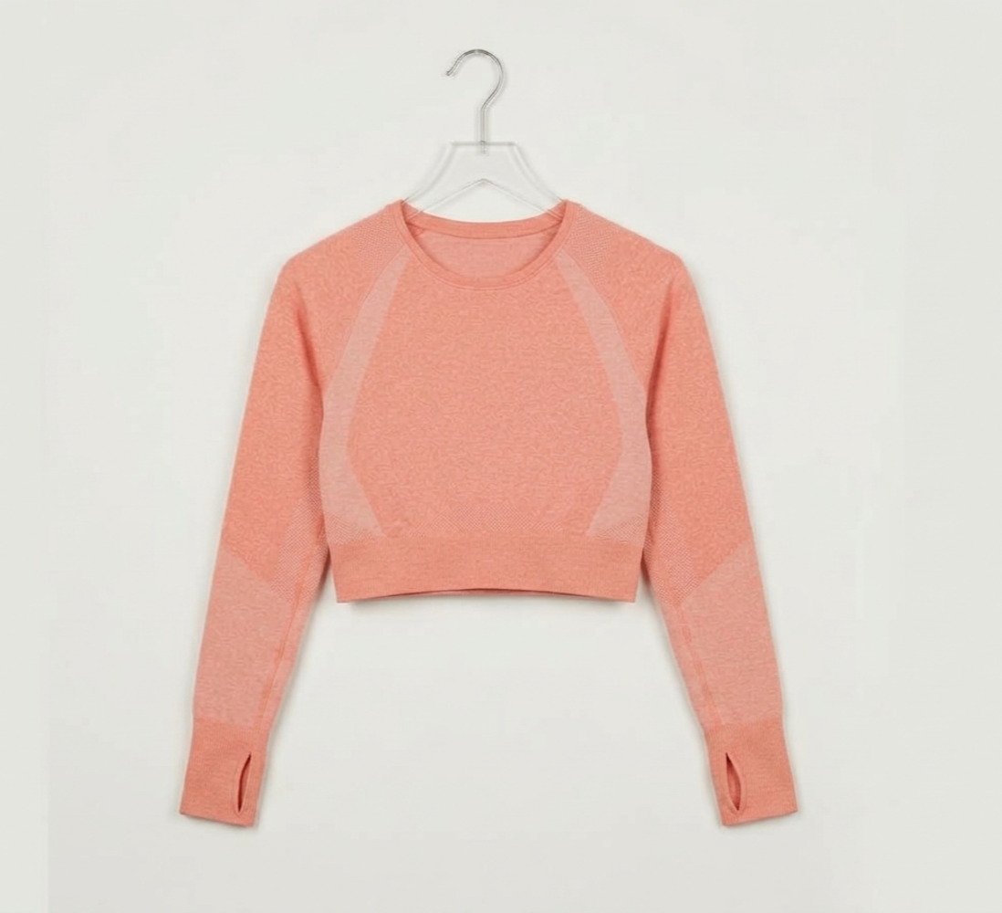 Women Gym T-shirt Crop Seamless- Peach — pre-loved Activewear / Sportswear on Slayyitt