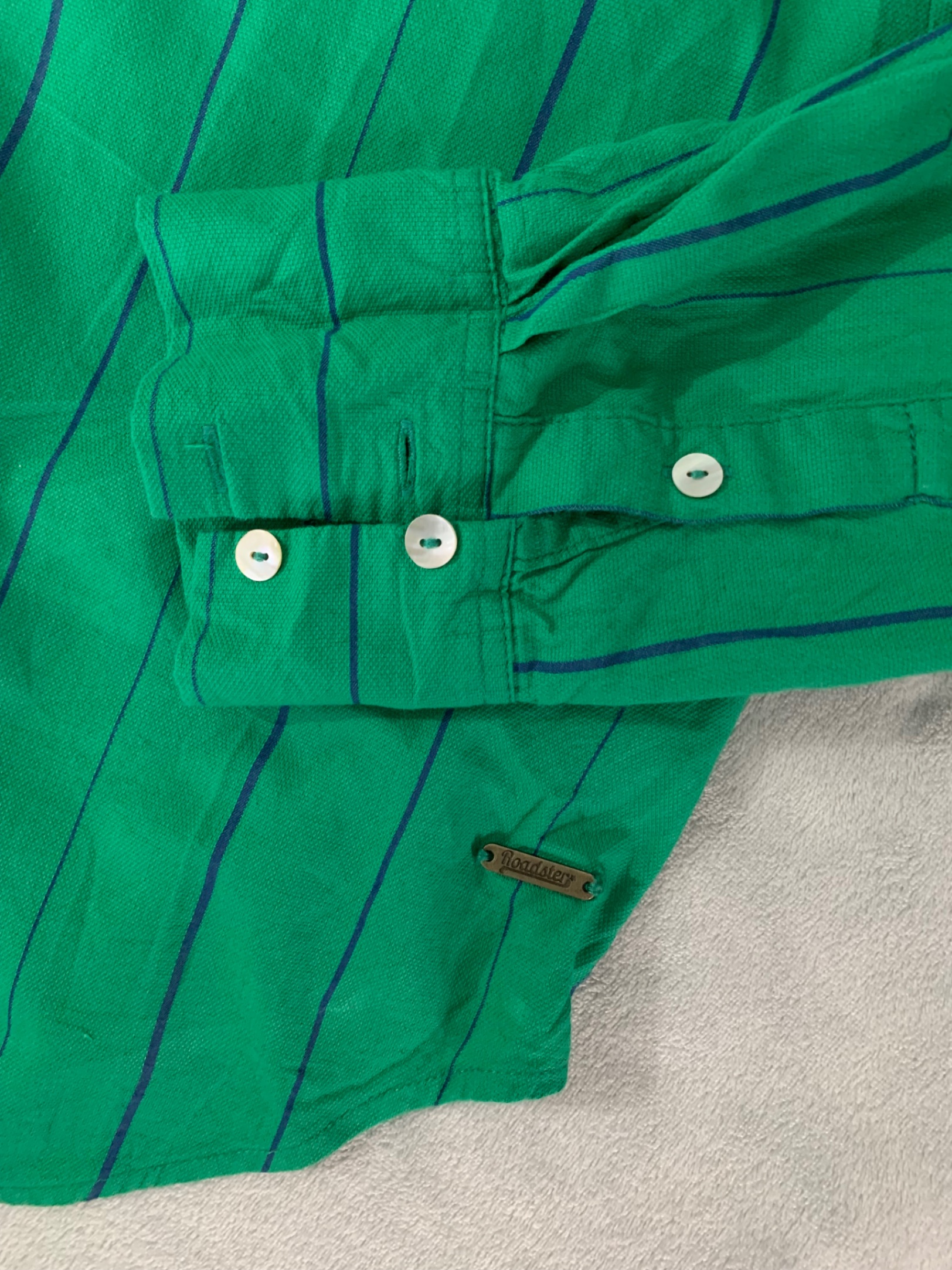 Emerald Green Striped Button-Down Shirt — pre-loved Tops on Slayyitt
