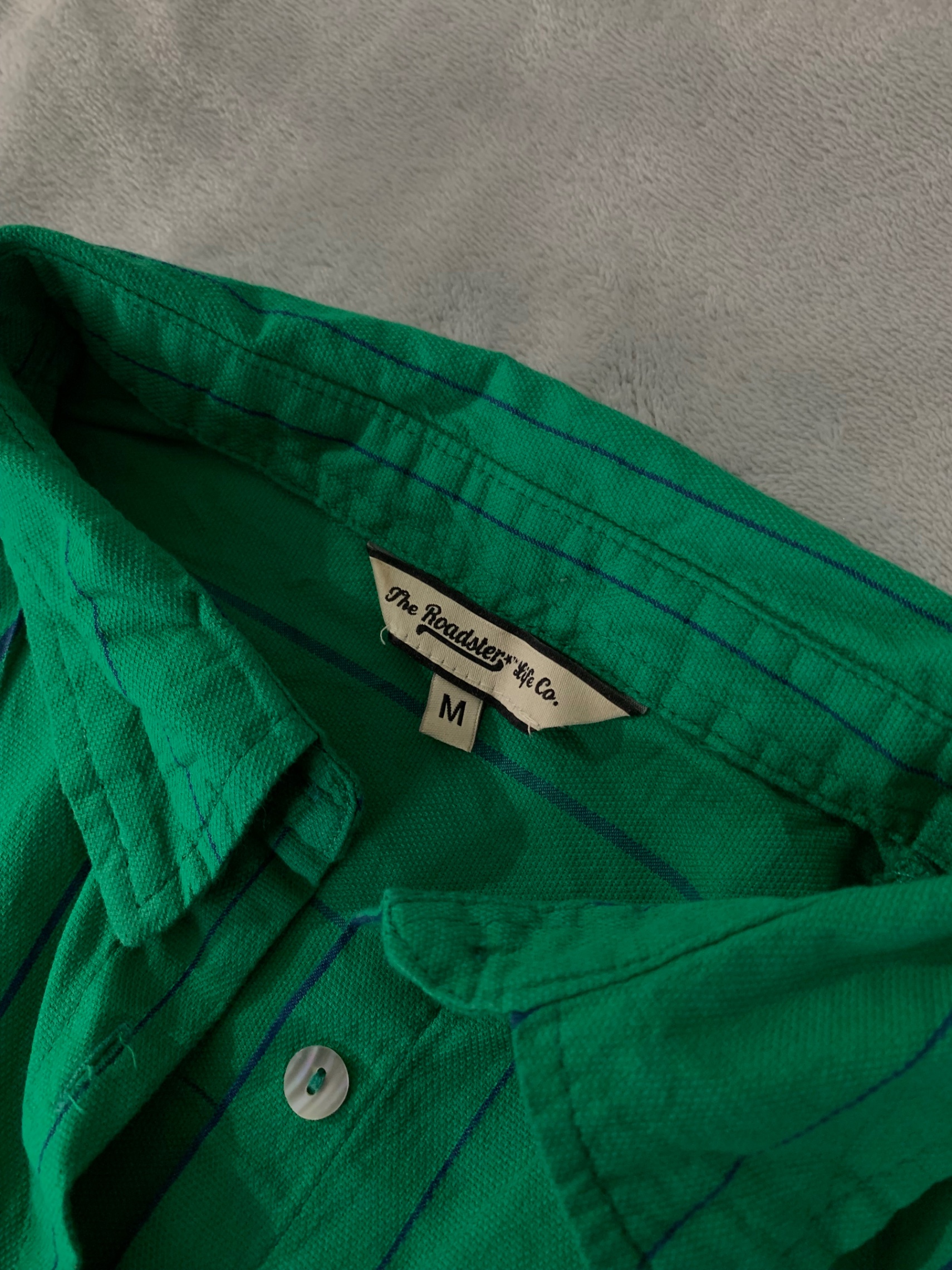 Emerald Green Striped Button-Down Shirt — pre-loved Tops on Slayyitt