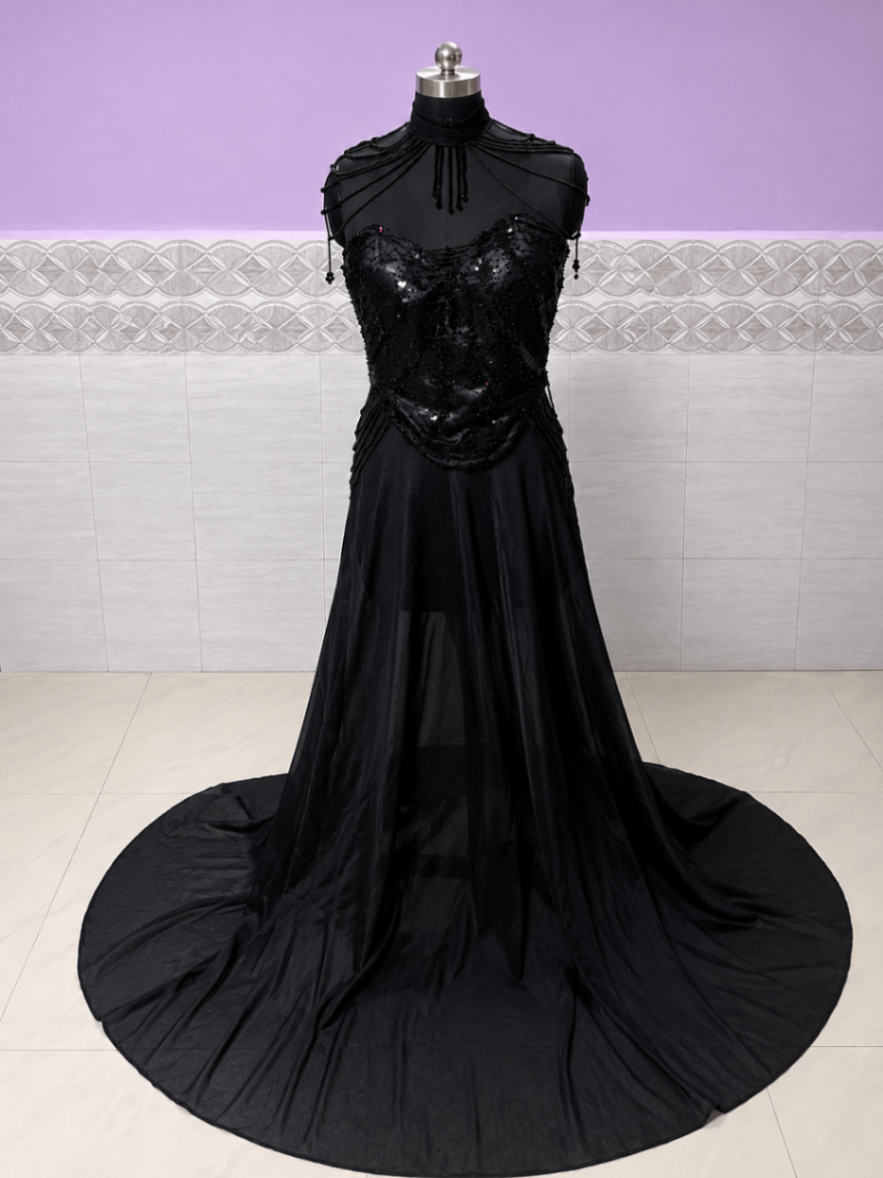 Black Designer Gown / Party Wear  dress — pre-loved Indian Festival & Wedding Wear on Slayyitt