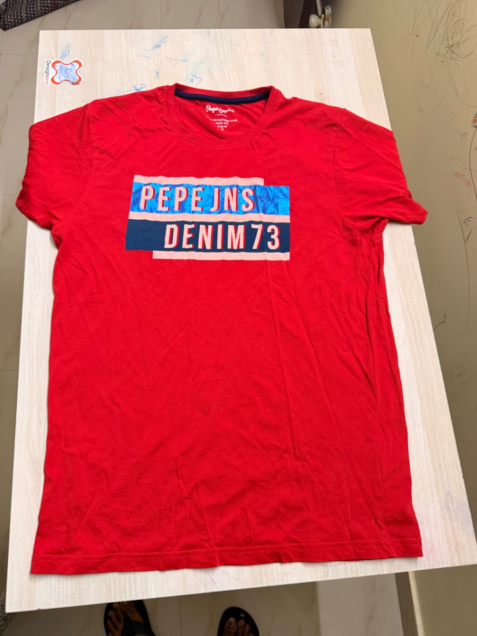 PEPE JNS Denim 73 Red T-Shirt – XL Slim Fit — pre-loved Tops on Slayyitt