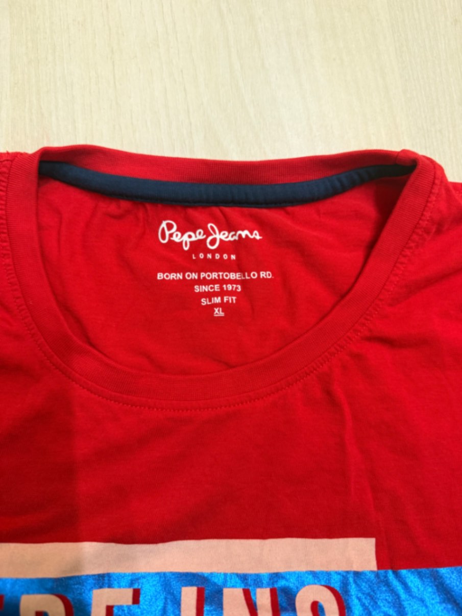 PEPE JNS Denim 73 Red T-Shirt – XL Slim Fit — pre-loved Tops on Slayyitt
