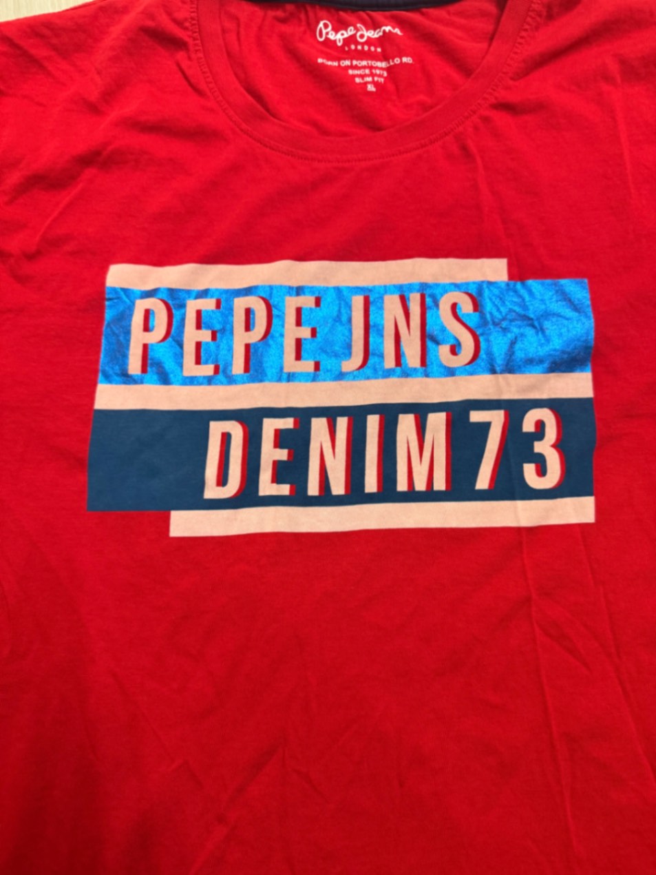 PEPE JNS Denim 73 Red T-Shirt – XL Slim Fit — pre-loved Tops on Slayyitt