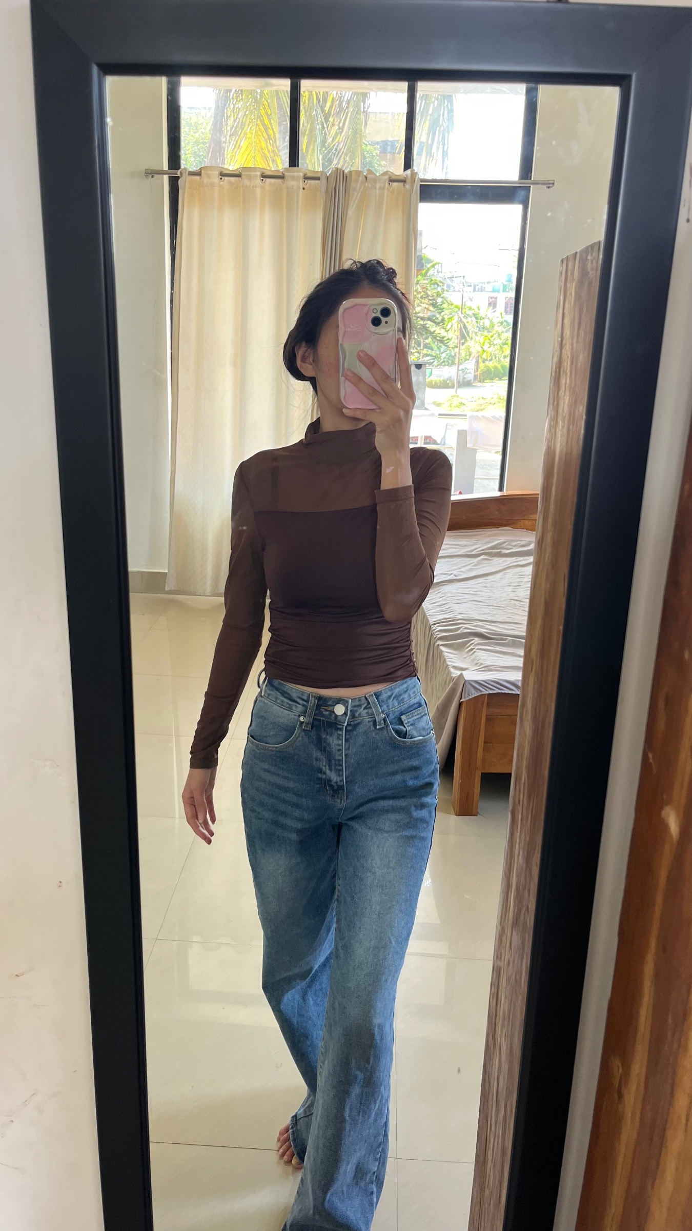 Brown net top — pre-loved Tops on Slayyitt