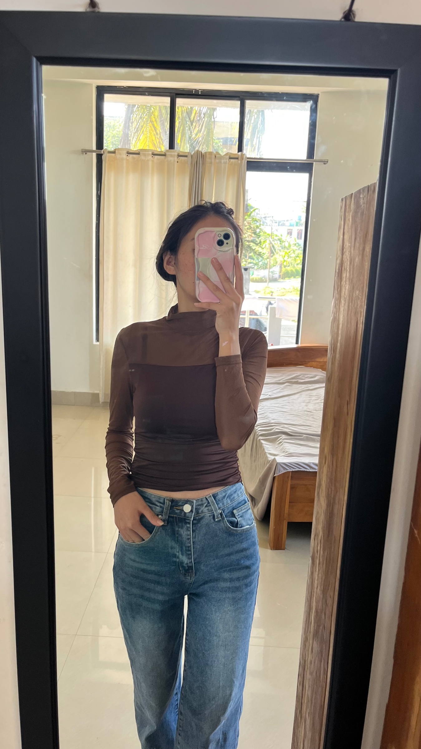 Brown net top — pre-loved Tops on Slayyitt