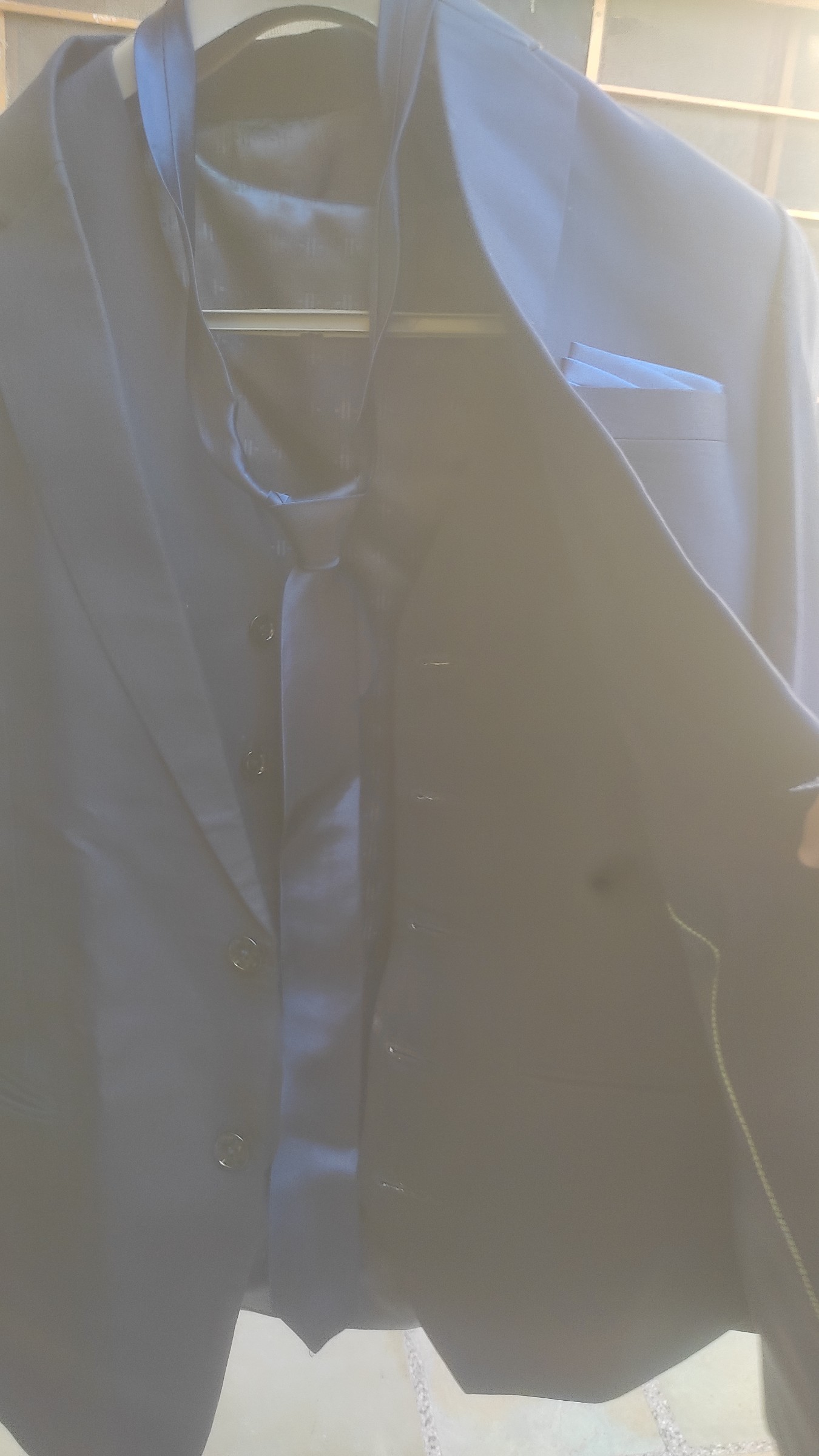 Premium Men's Navy Blue 3-Piece Suit Set - Tailored Fit (Jacket, Vest, Pants, Tie & Pocket Square) — pre-loved Outerwear on Slayyitt