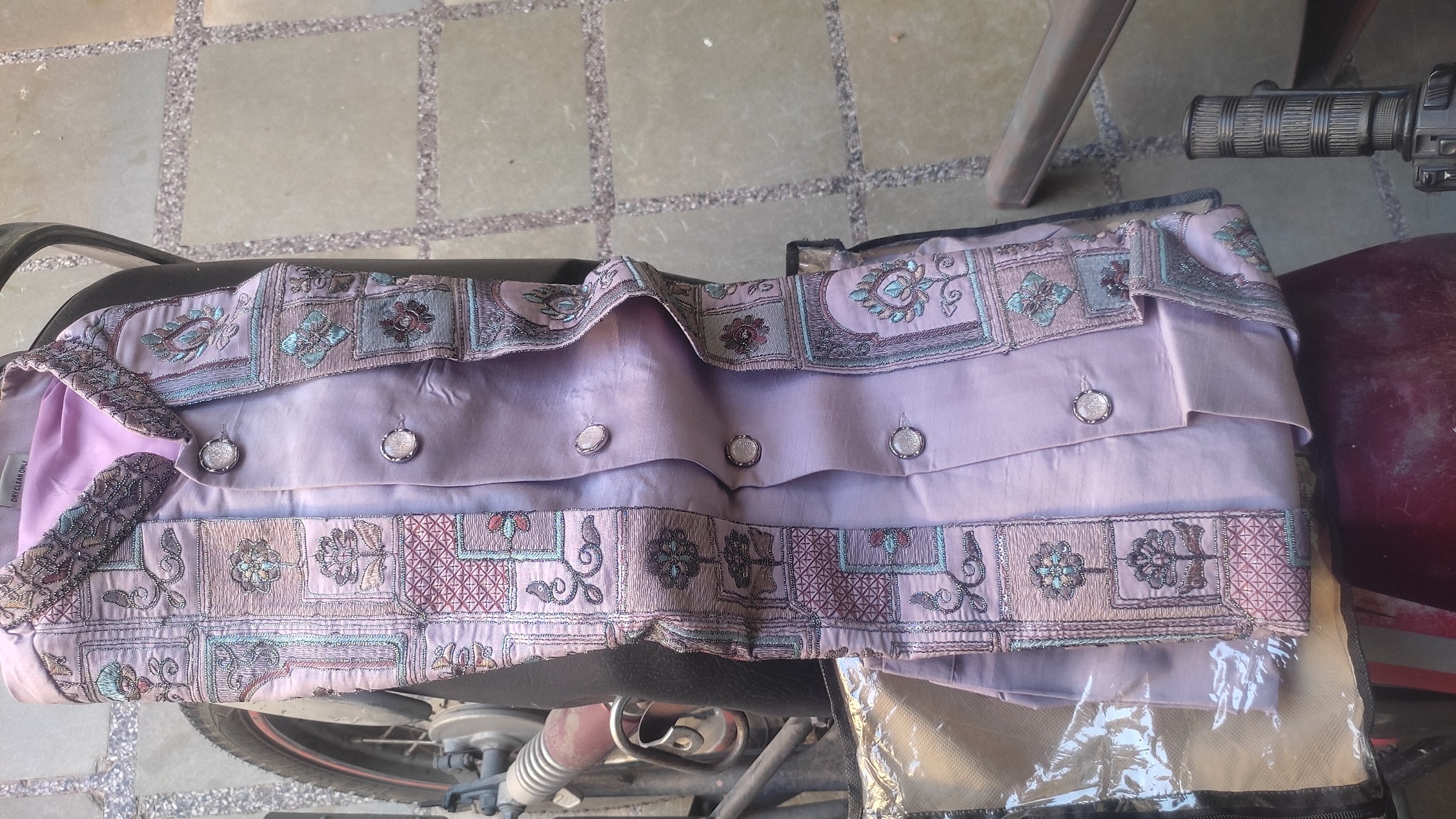 Premium Men’s Mauve Indo-Western Sherwani Set with Embroidered Jacket (Size 42) — pre-loved Ethnic Wear on Slayyitt