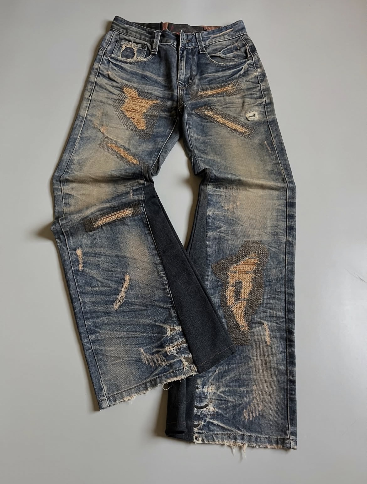 2000s H-Boy Japanese Archive Distressed Bootcut Jeans — pre-loved Bottoms on Slayyitt