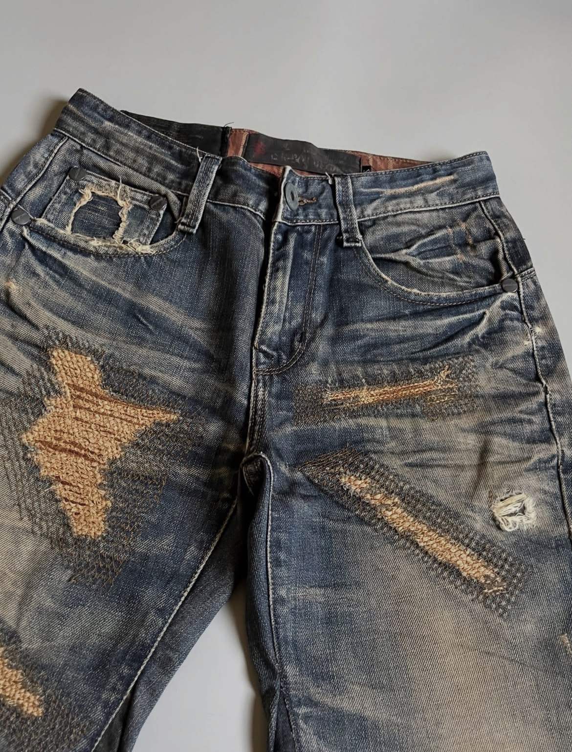 2000s H-Boy Japanese Archive Distressed Bootcut Jeans — pre-loved Bottoms on Slayyitt