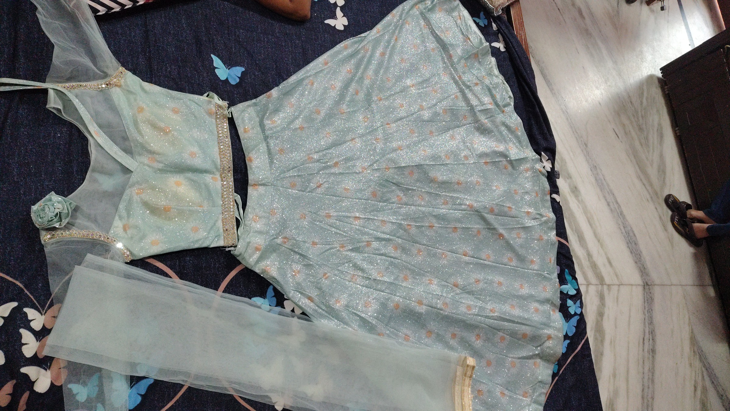 Sea green  lehenga choli looking fabulous — pre-loved Indian Festival & Wedding Wear on Slayyitt