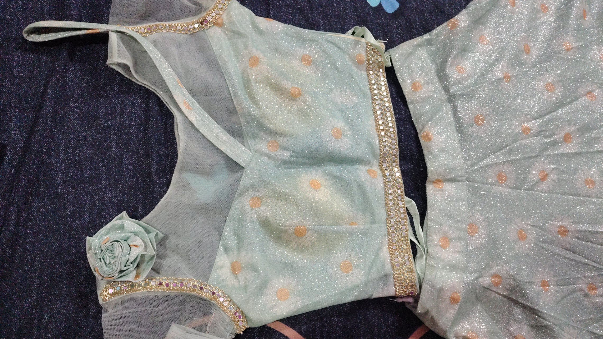 Sea green  lehenga choli looking fabulous — pre-loved Indian Festival & Wedding Wear on Slayyitt