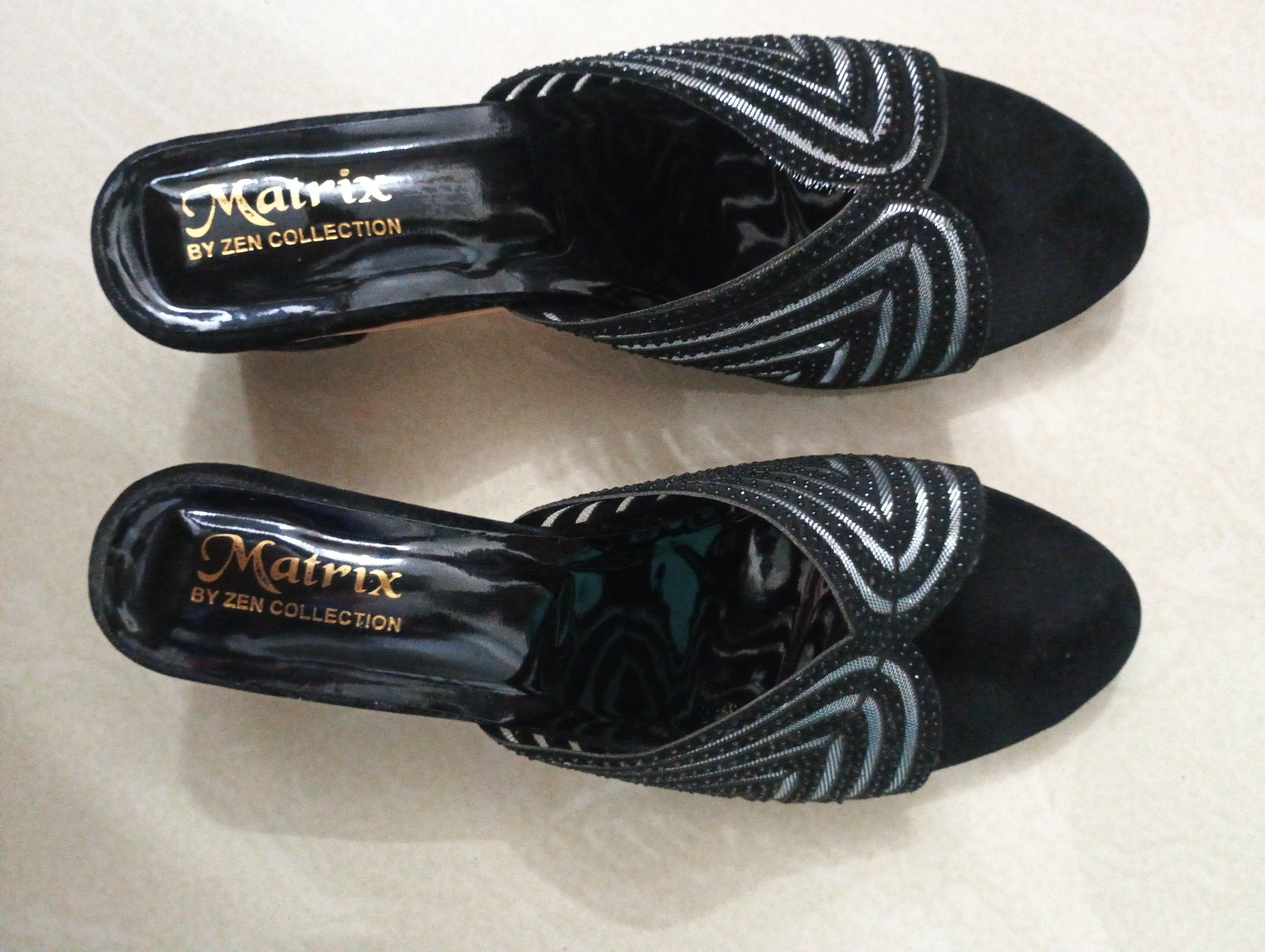 Black Embroidered heels- brnd new — pre-loved Footwear on Slayyitt