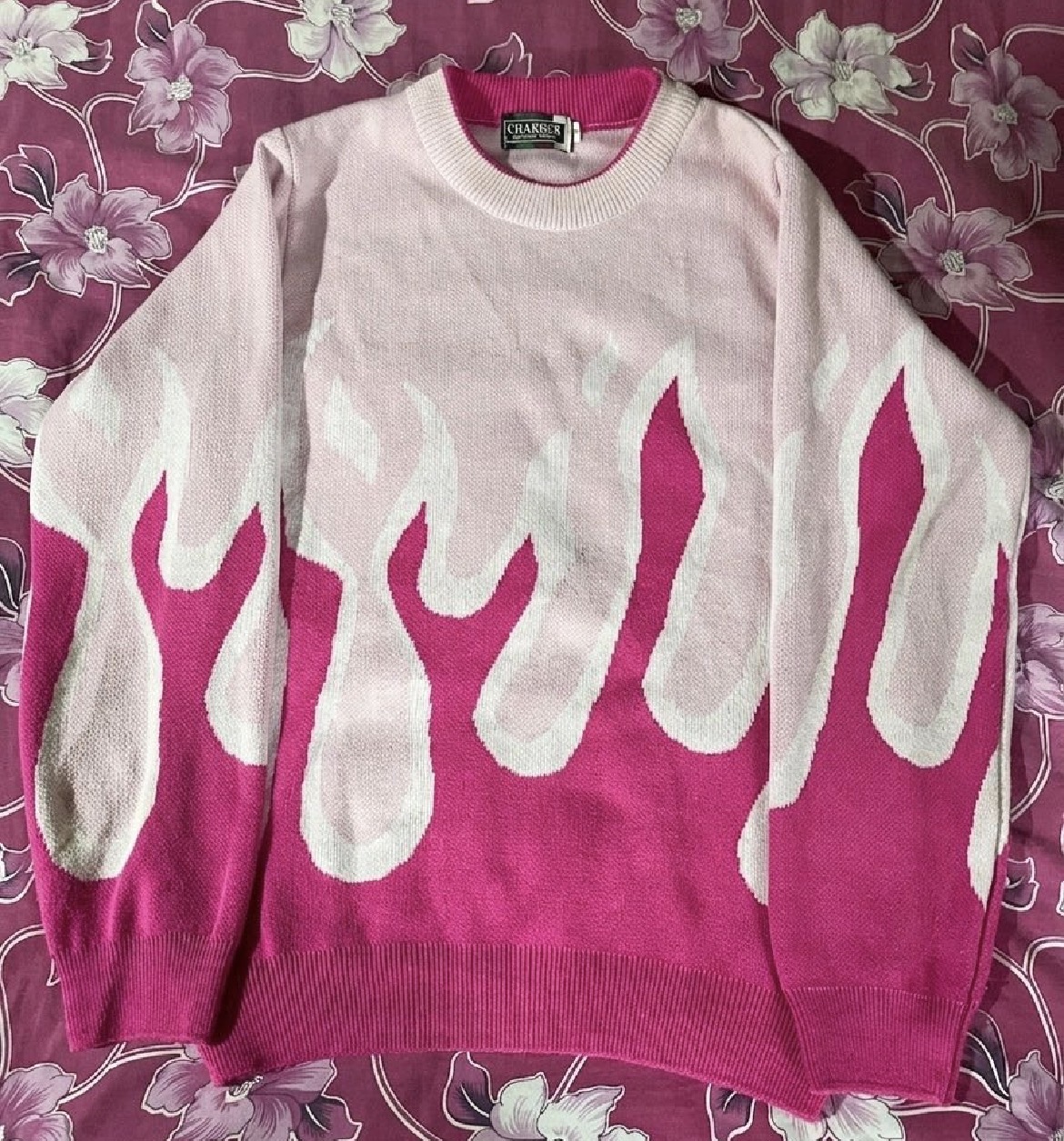 Pink Flame Knit Sweater — pre-loved Tops on Slayyitt