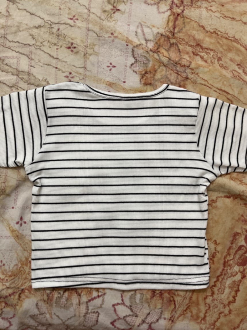White striped crop tee — pre-loved Tops on Slayyitt