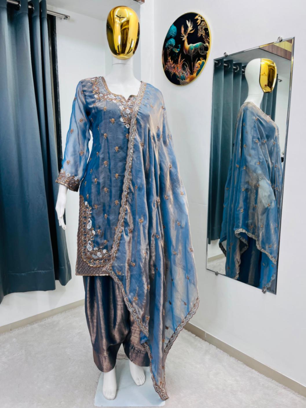 Festival Special Designer Embroidery Farshi Palazzo Set – AC-7109 — pre-loved Indian Festival & Wedding Wear on Slayyitt