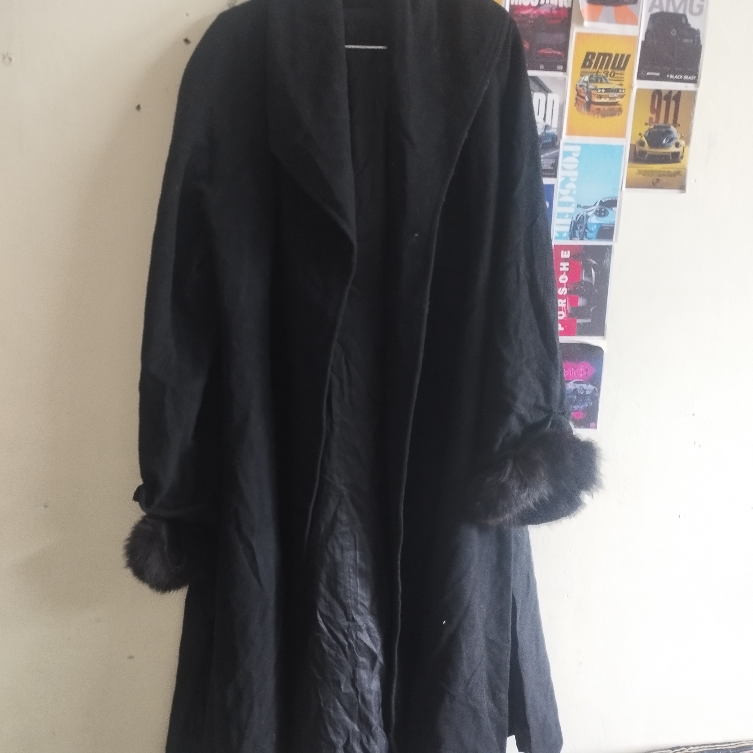 Pinky and Dianne 1990s fur cuff wool maxi coat — pre-loved Vintage & Thrift on Slayyitt